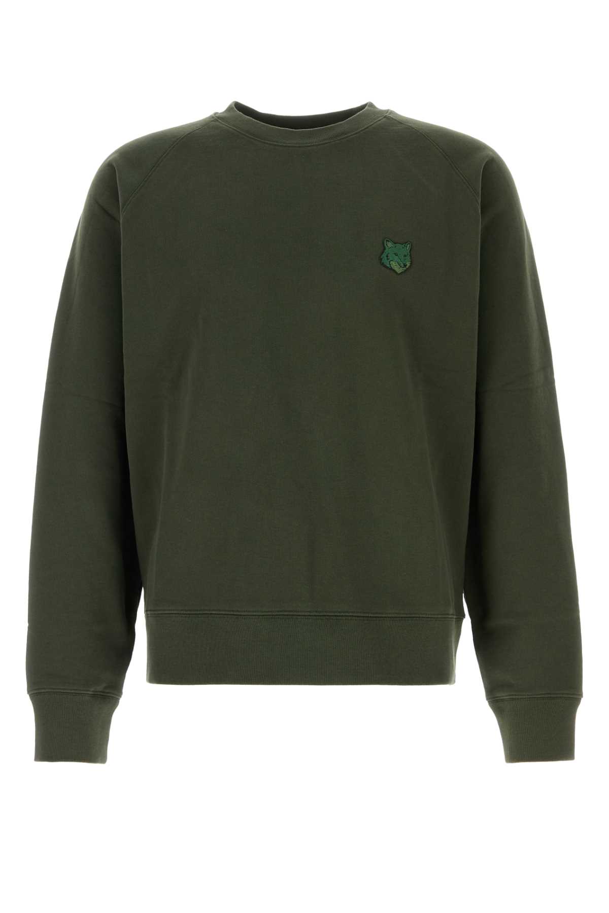 MAISON KITSUNÉ ARMY GREEN COTTON SWEATSHIRT 