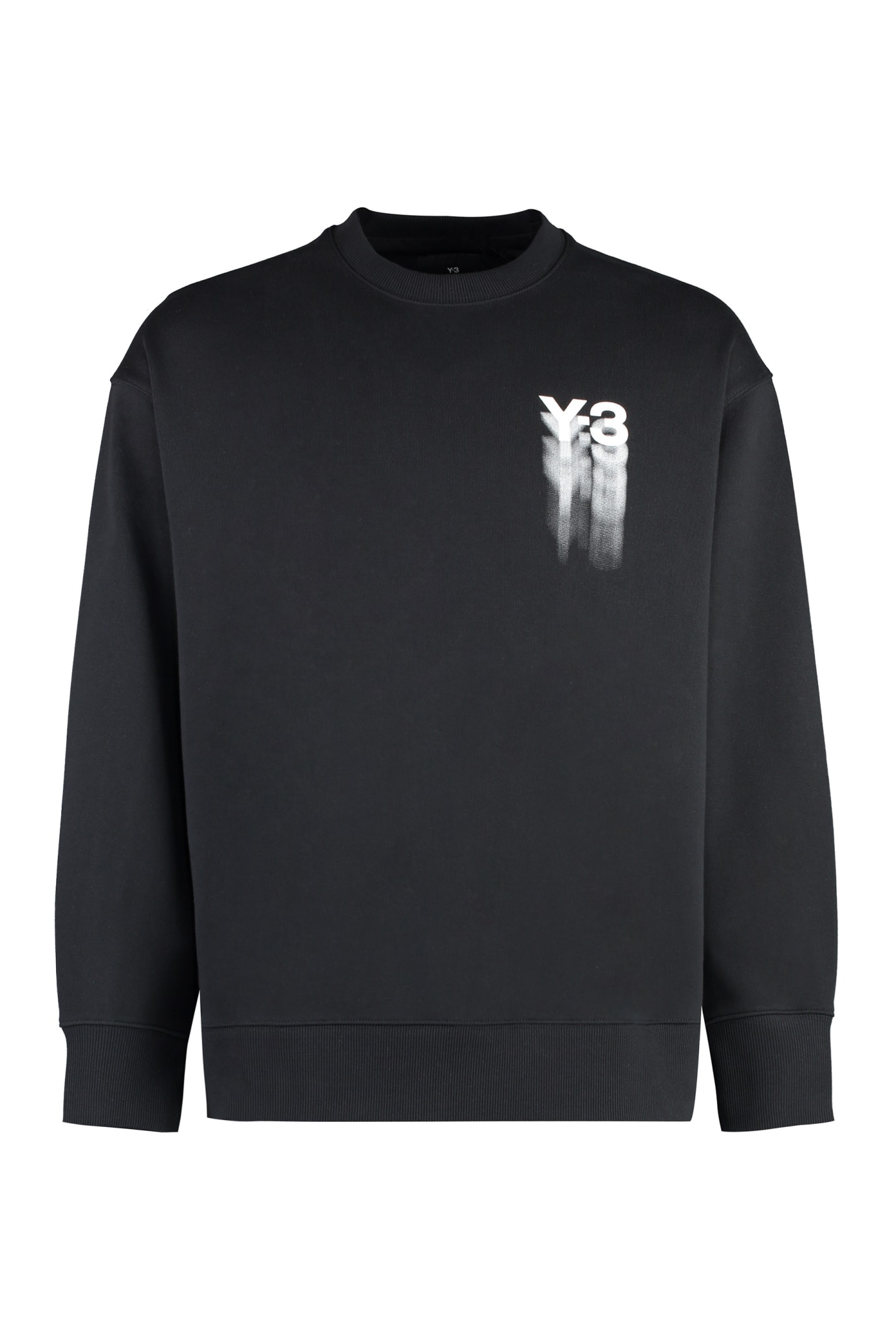 Shop Y-3 Cotton Crew-neck Sweatshirt In Black