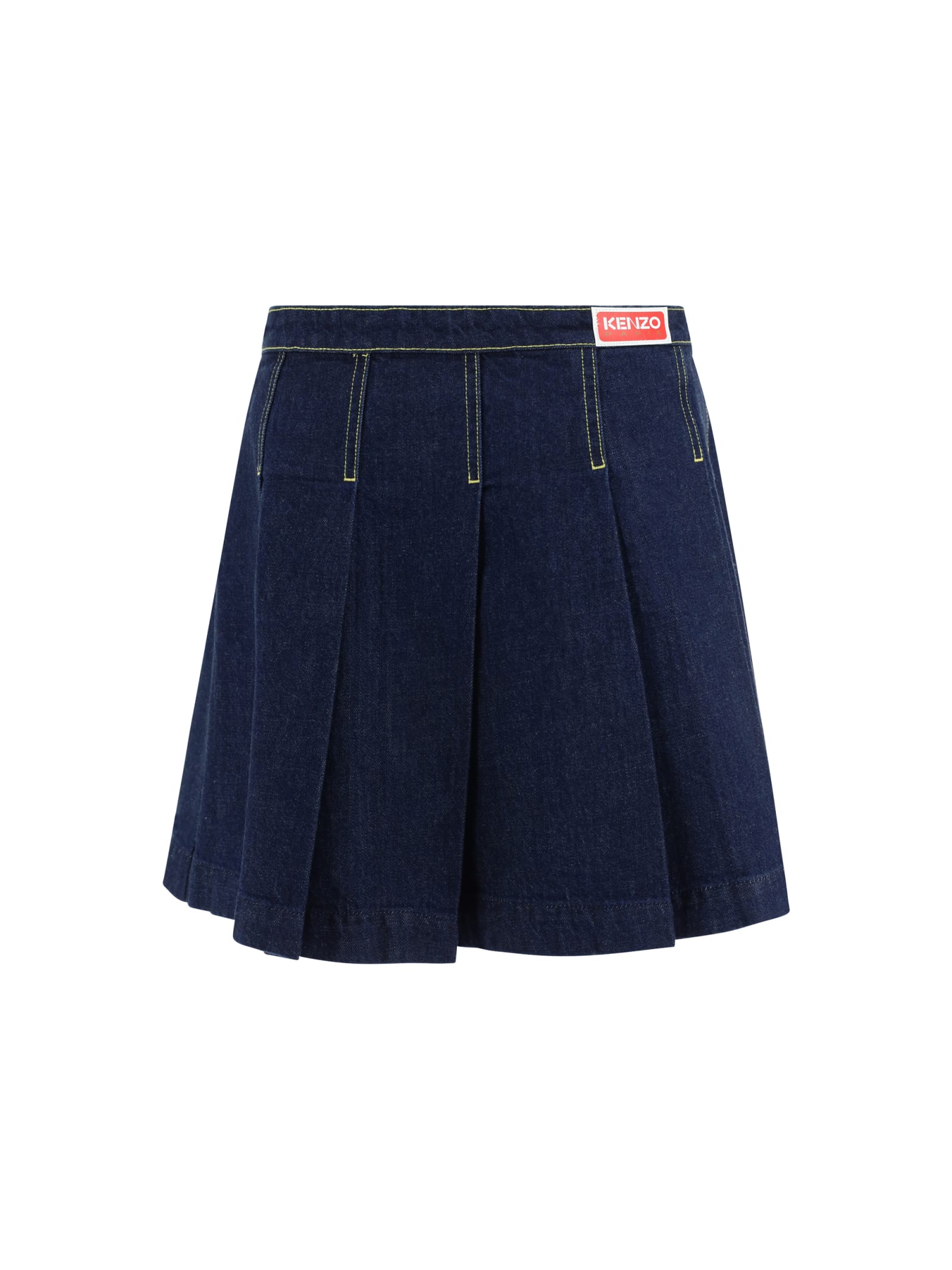 Shop Kenzo Denim Mini Skirt In Rinse Blue Denim