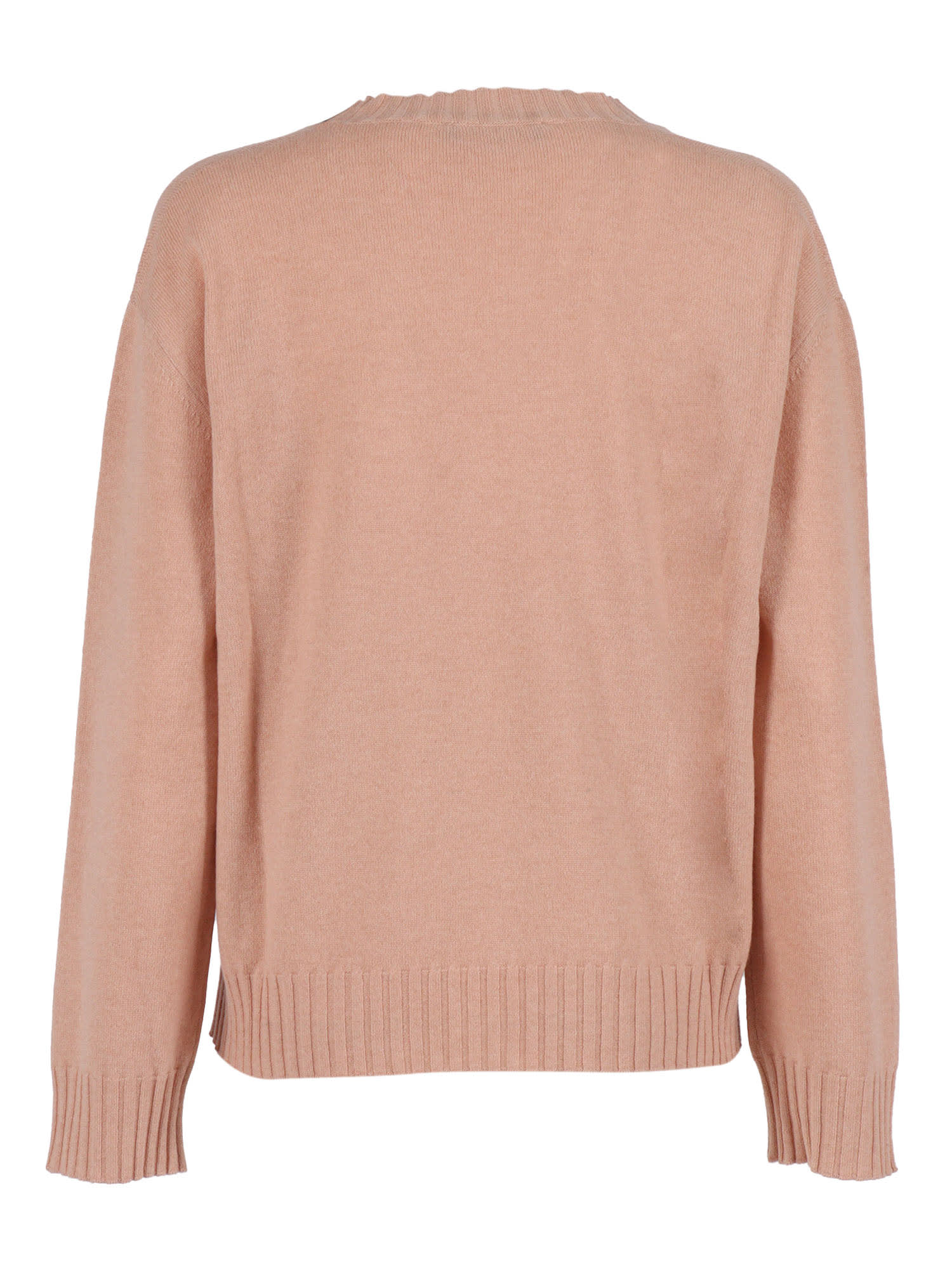 Fabiana Filippi Platinum V Neck Sweater With Filo Diamante Trim Detail In Pink