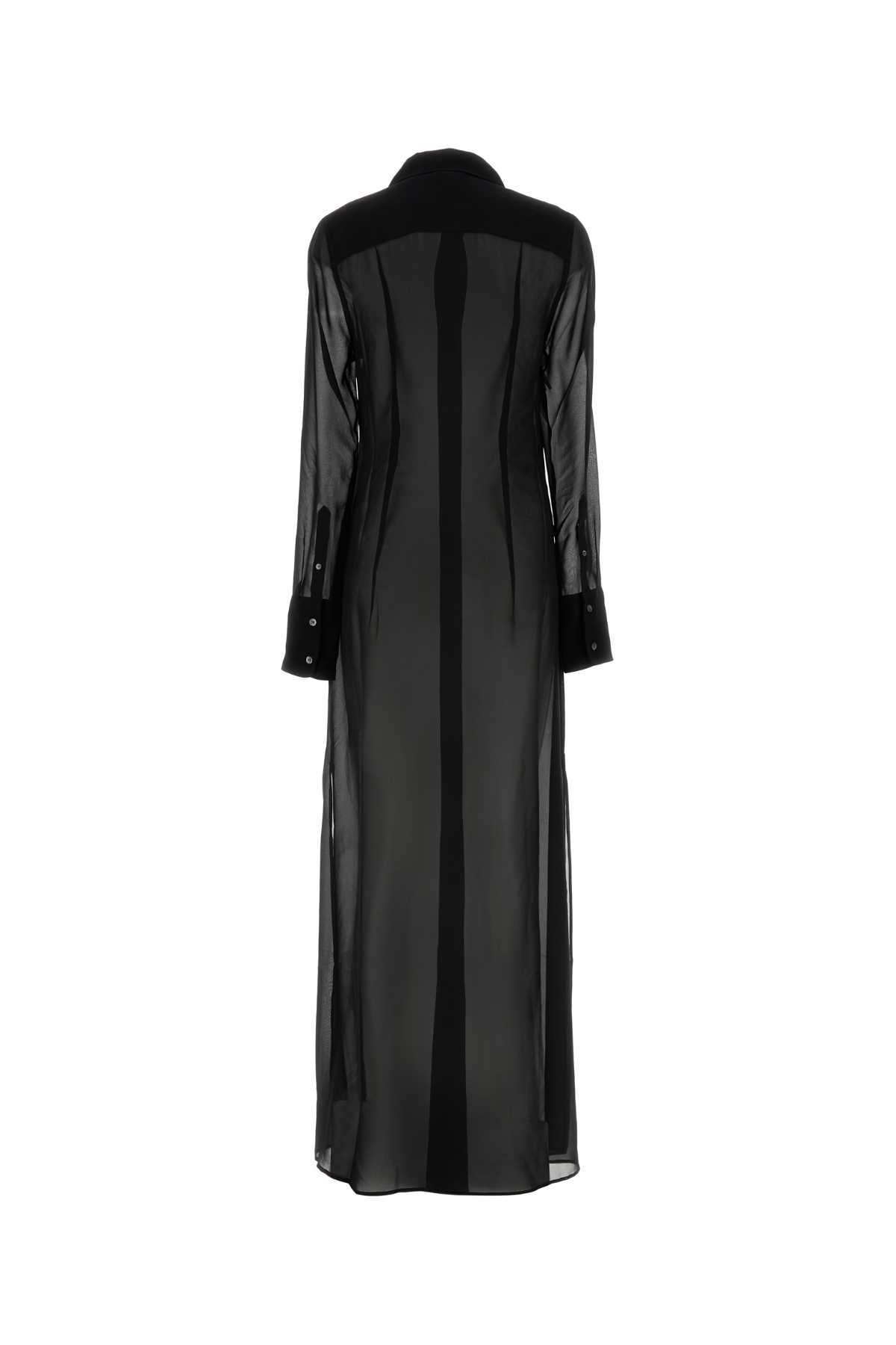 Shop Ami Alexandre Mattiussi Black Crepe See-through Shirt Dress