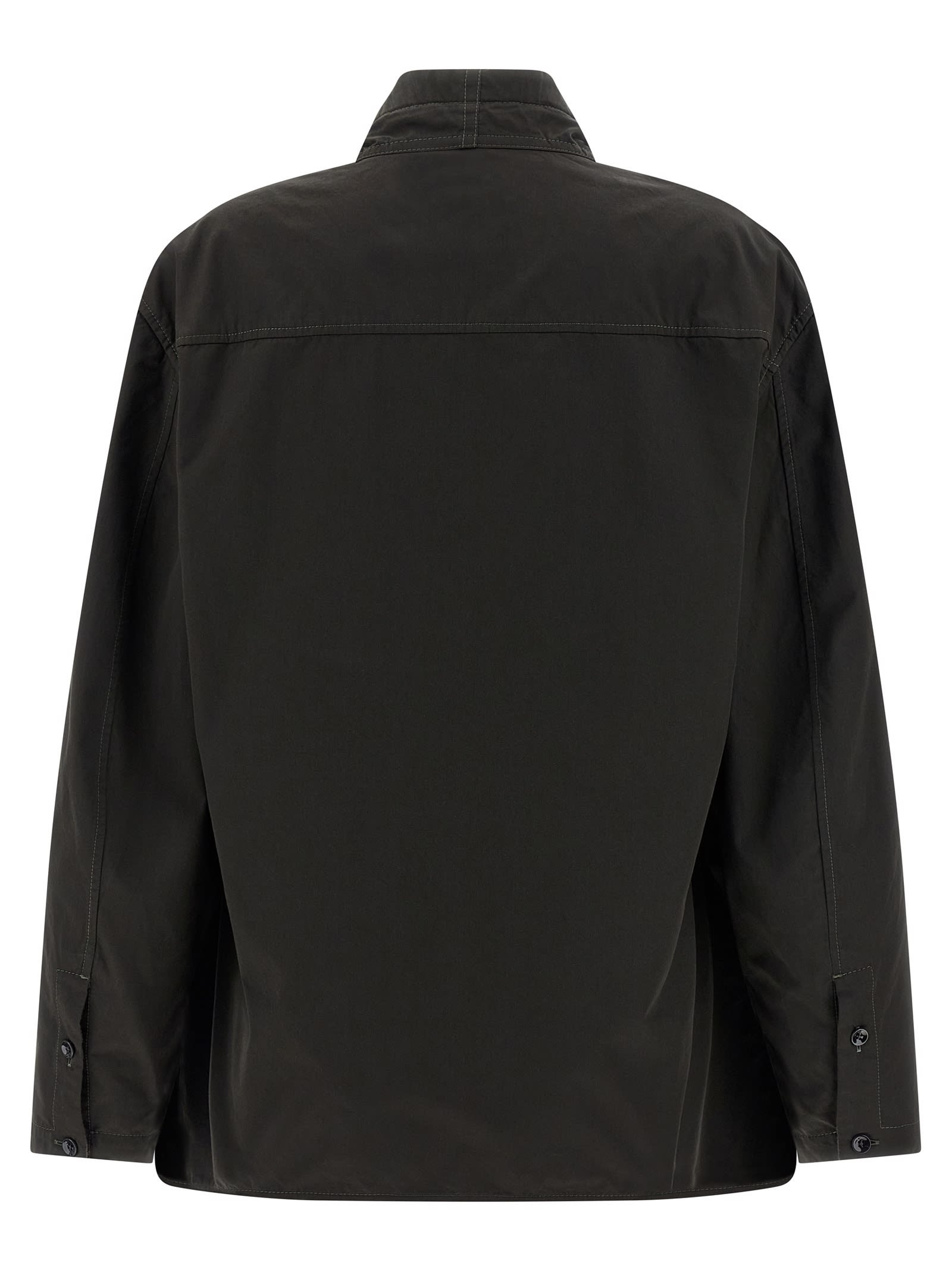Lemaire Blouse With Drawstring Neck And Long Sleeves In Brown