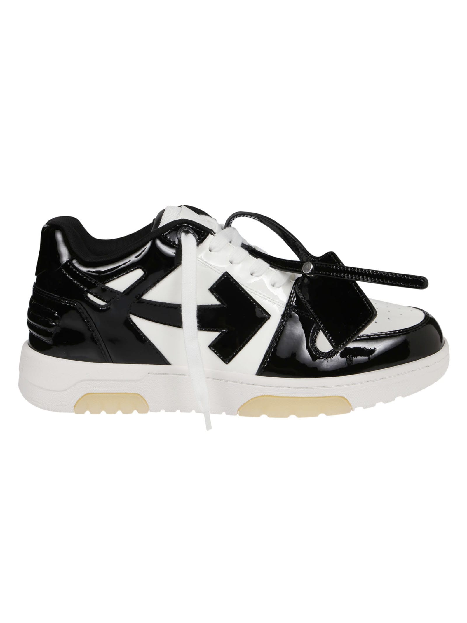 Off-white Out Of Office Patent Leather Sneakers In White Black