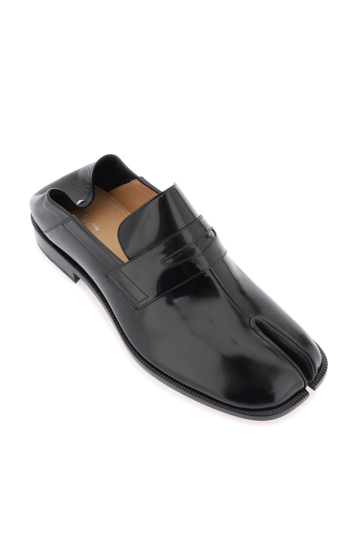 Maison Margiela Brushed Leather Tabi Loafers In Black