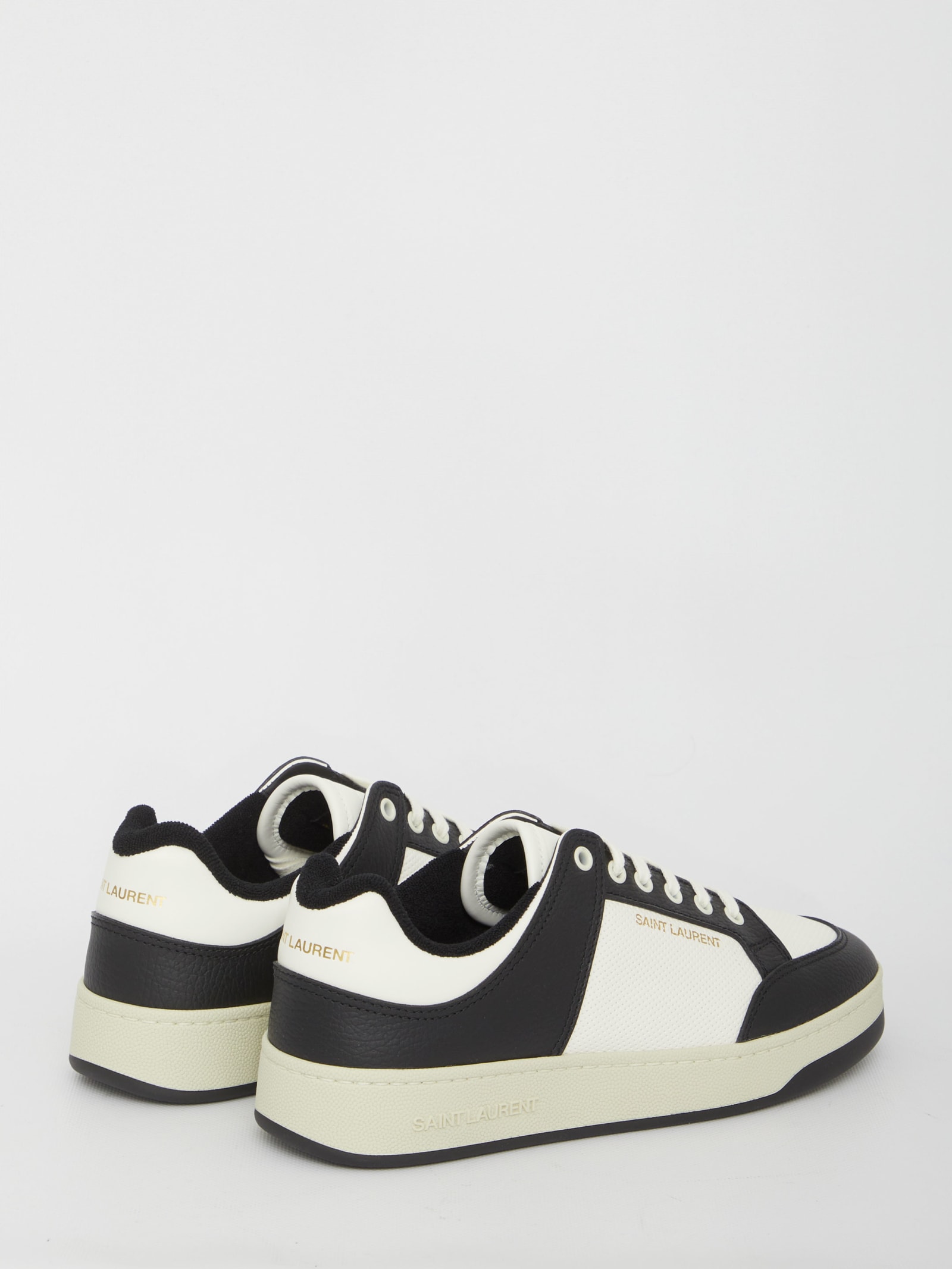 Shop Saint Laurent Sl/61 Low-top Sneakers In Coffee White/nero/co