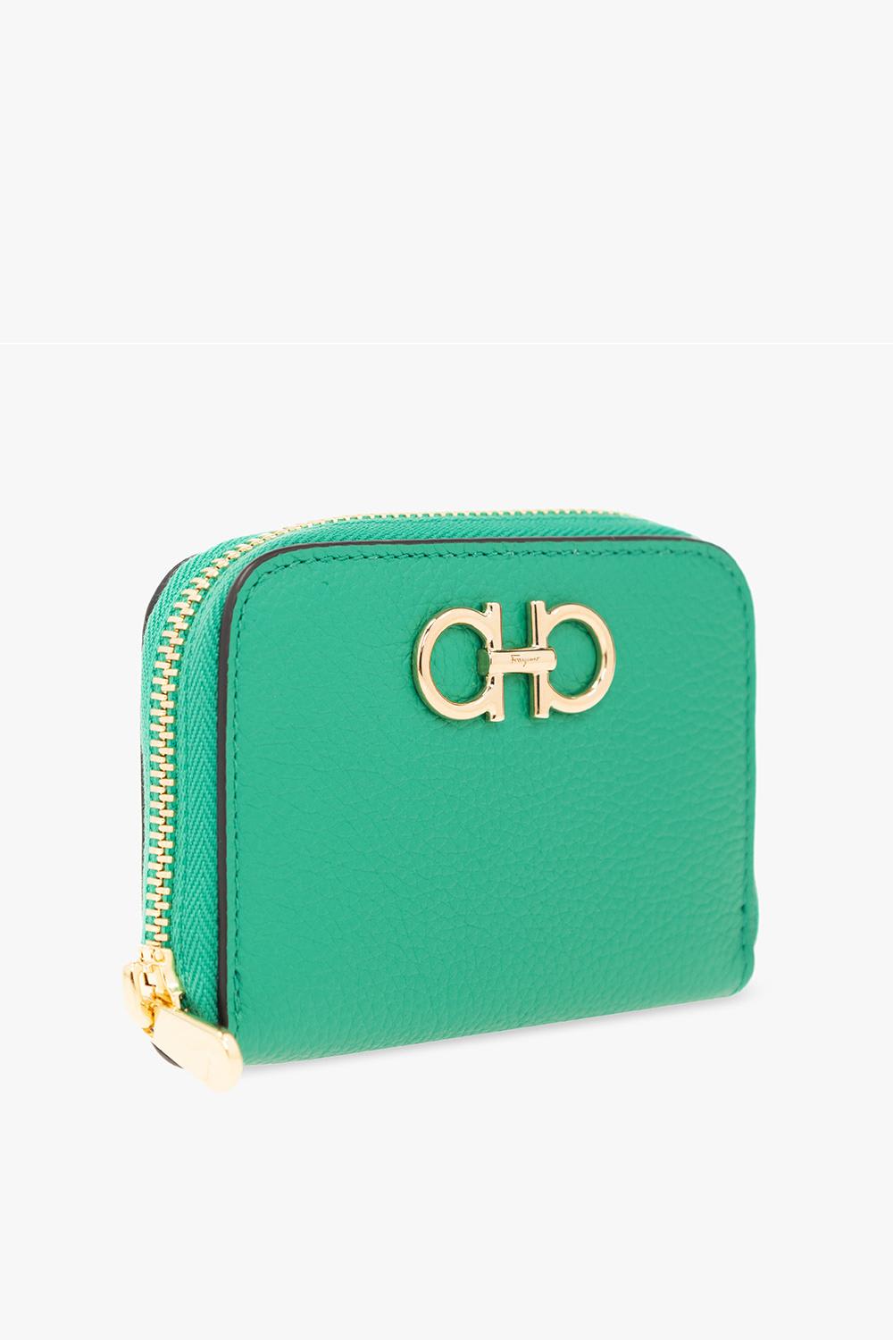 Shop Ferragamo Leather Wallet With Logo In Green