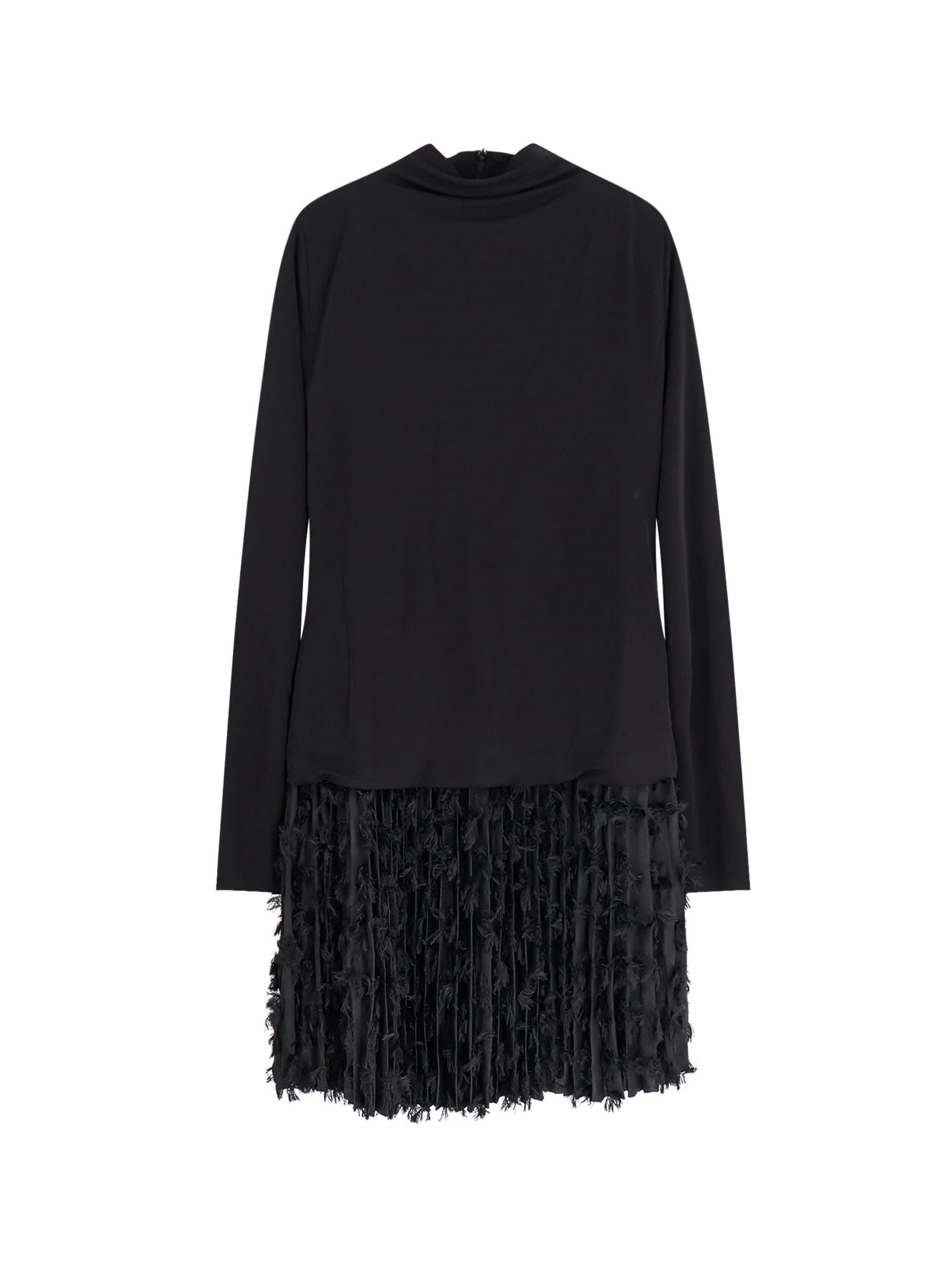 Hugo Boss Textured Knitwear With Long Sleeves And Fringe In Blue