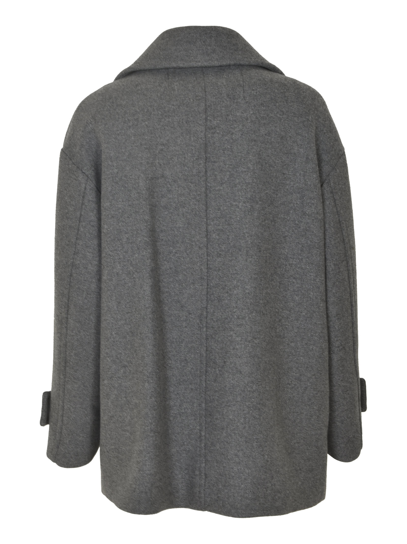 Shop Vis-a-vis Double-breasted Plain Pea Coat In Gray