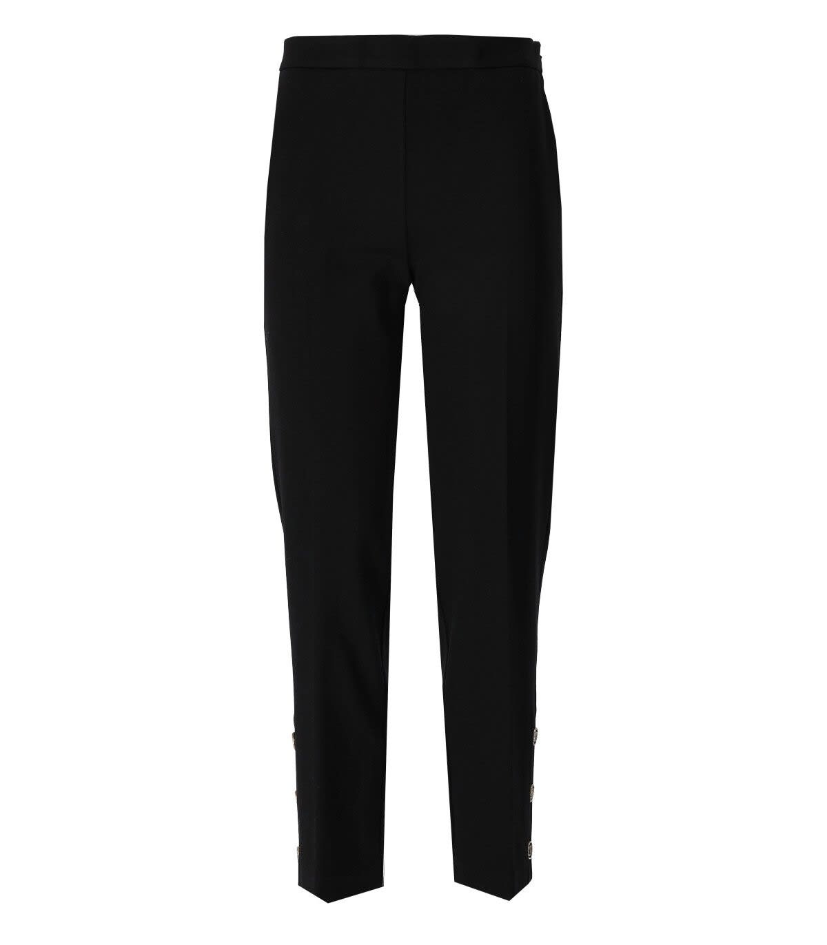 TWINSET TWINSET BLACK CROPPED TROUSERS WITH BUTTONS