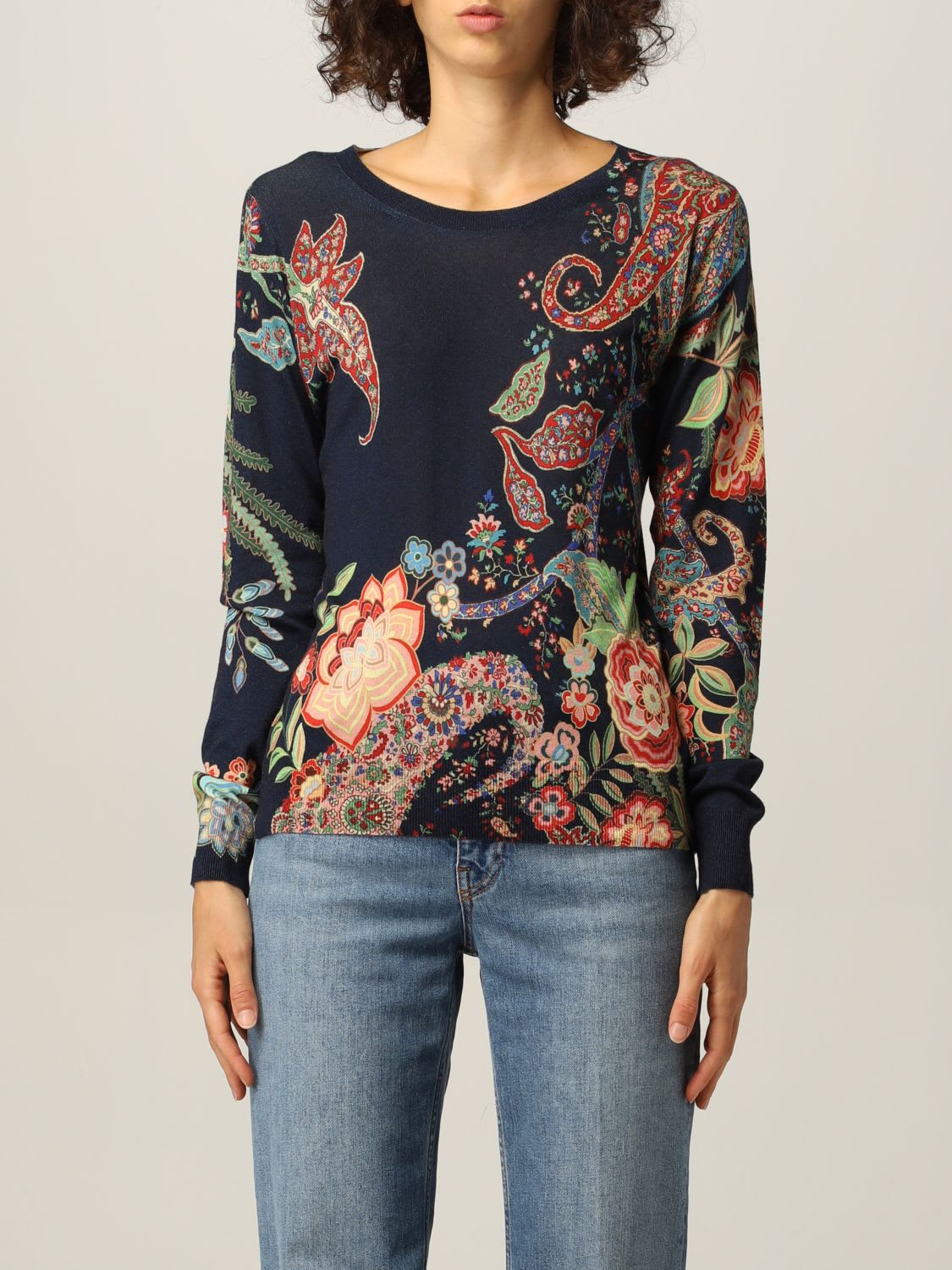 Etro Sweater Etro Sweater In Silk And Cashmere With Paisley Pattern