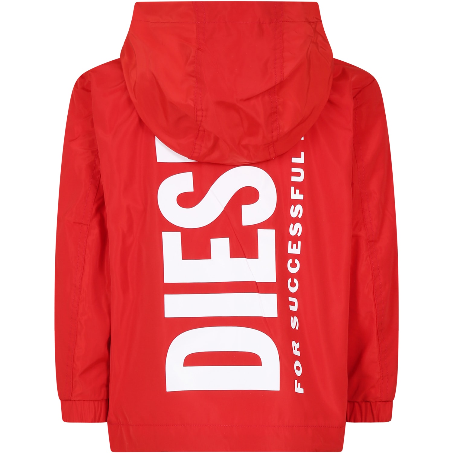 Shop Diesel Red Wind Jacket For Kids With Logo