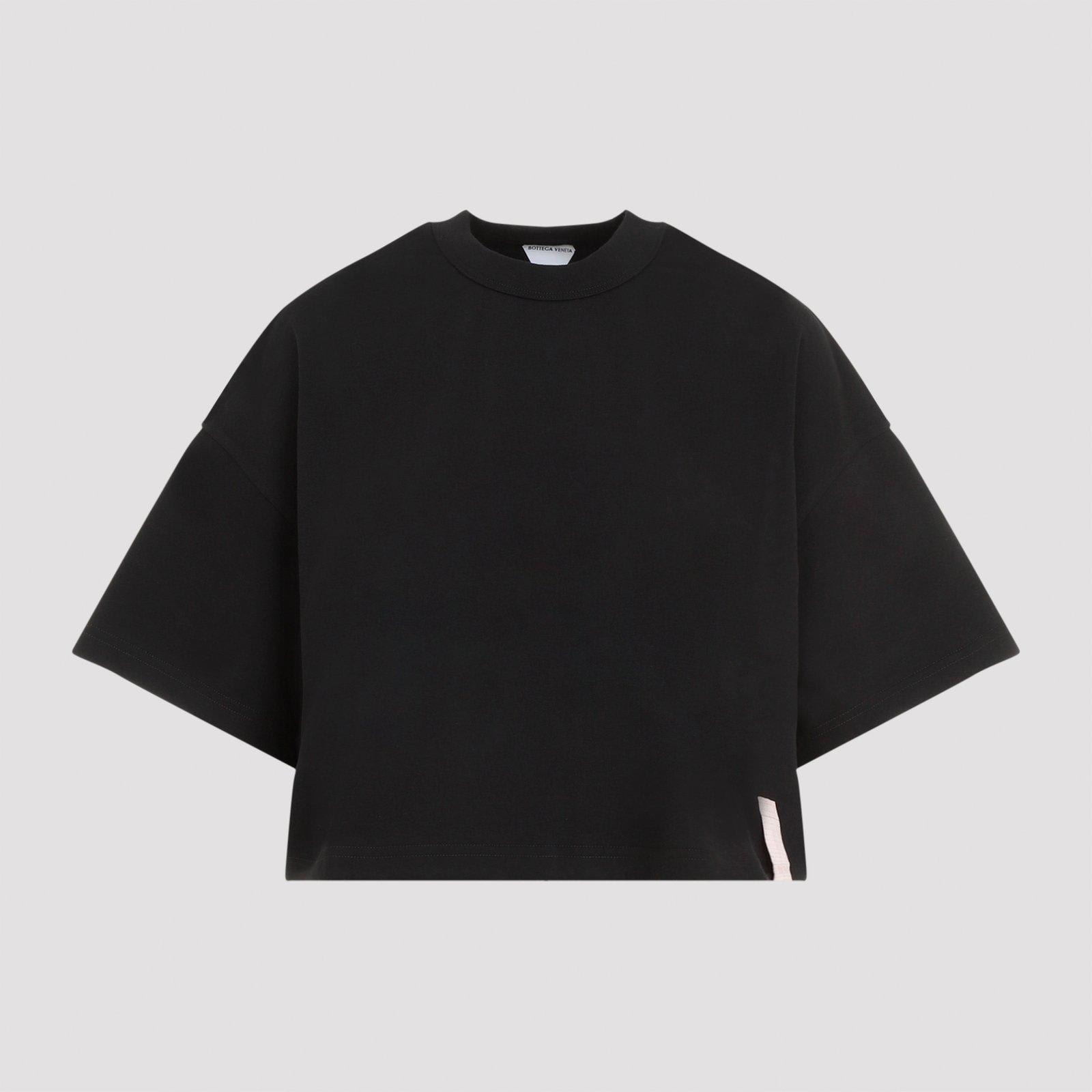 Shop Bottega Veneta Bv Embroidered Cropped T-shirt In Nero