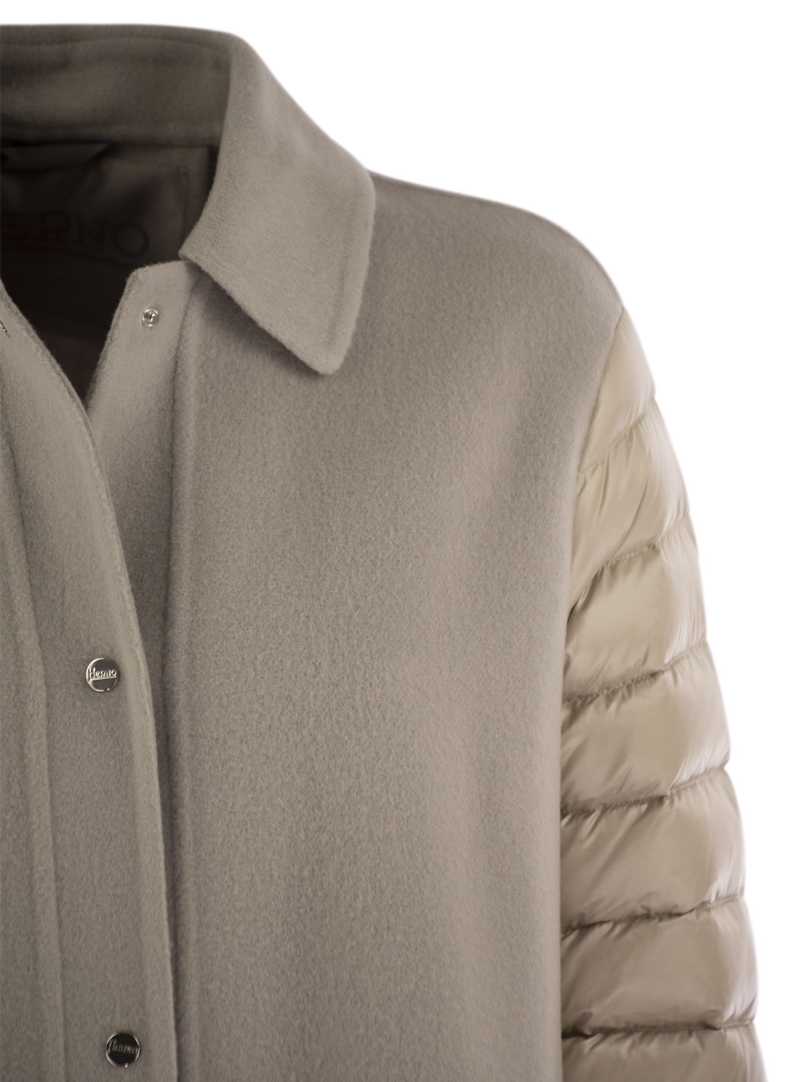 Herno Women's Coat With Down Sleeves In Beige