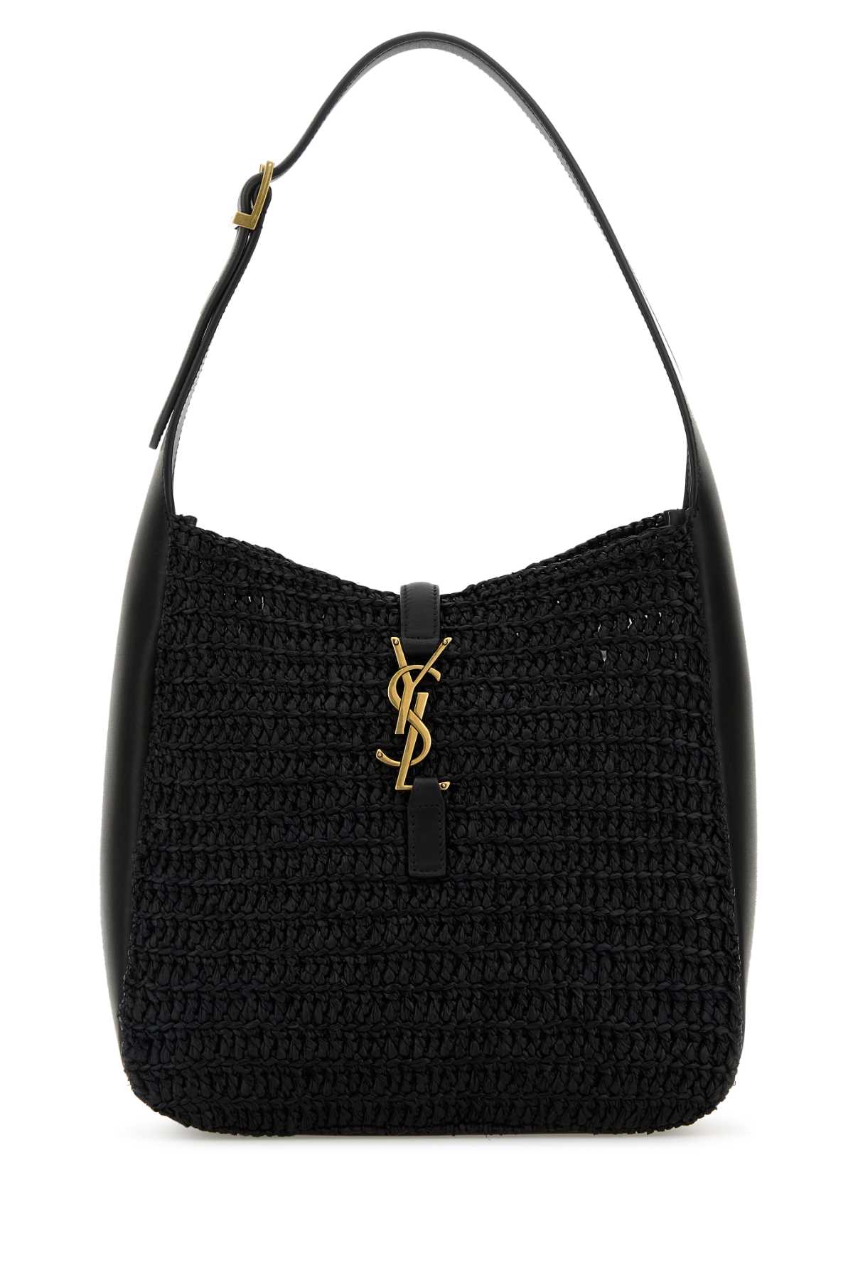 Saint Laurent Small Woven Shoulder Bag With Adjustable Strap In Black