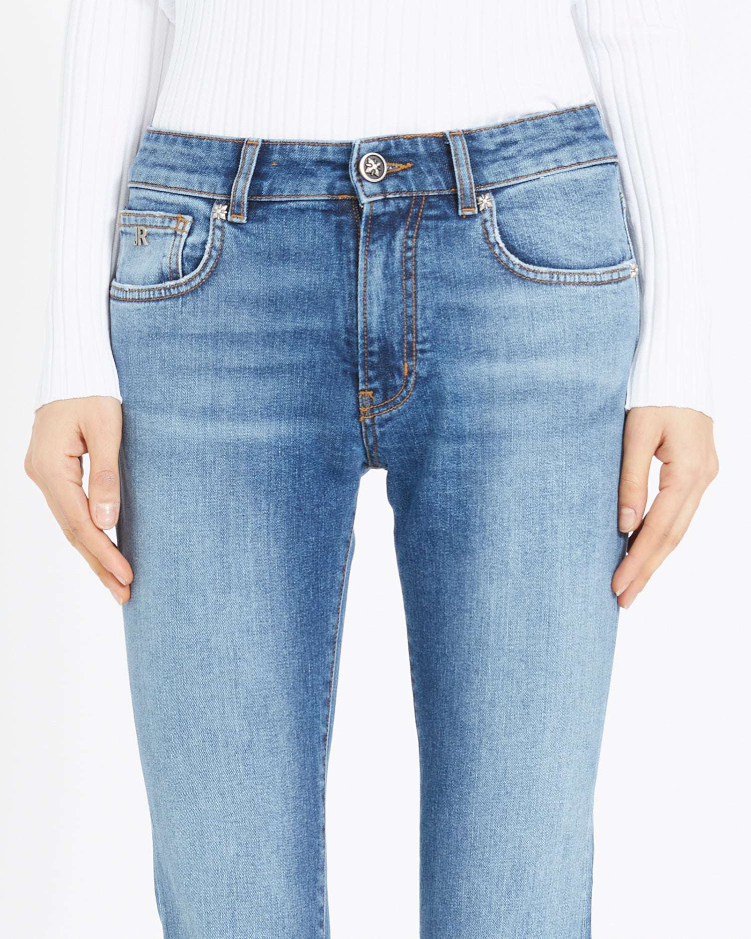 Shop John Richmond Jeans Basic Slim In Blu Chiaro