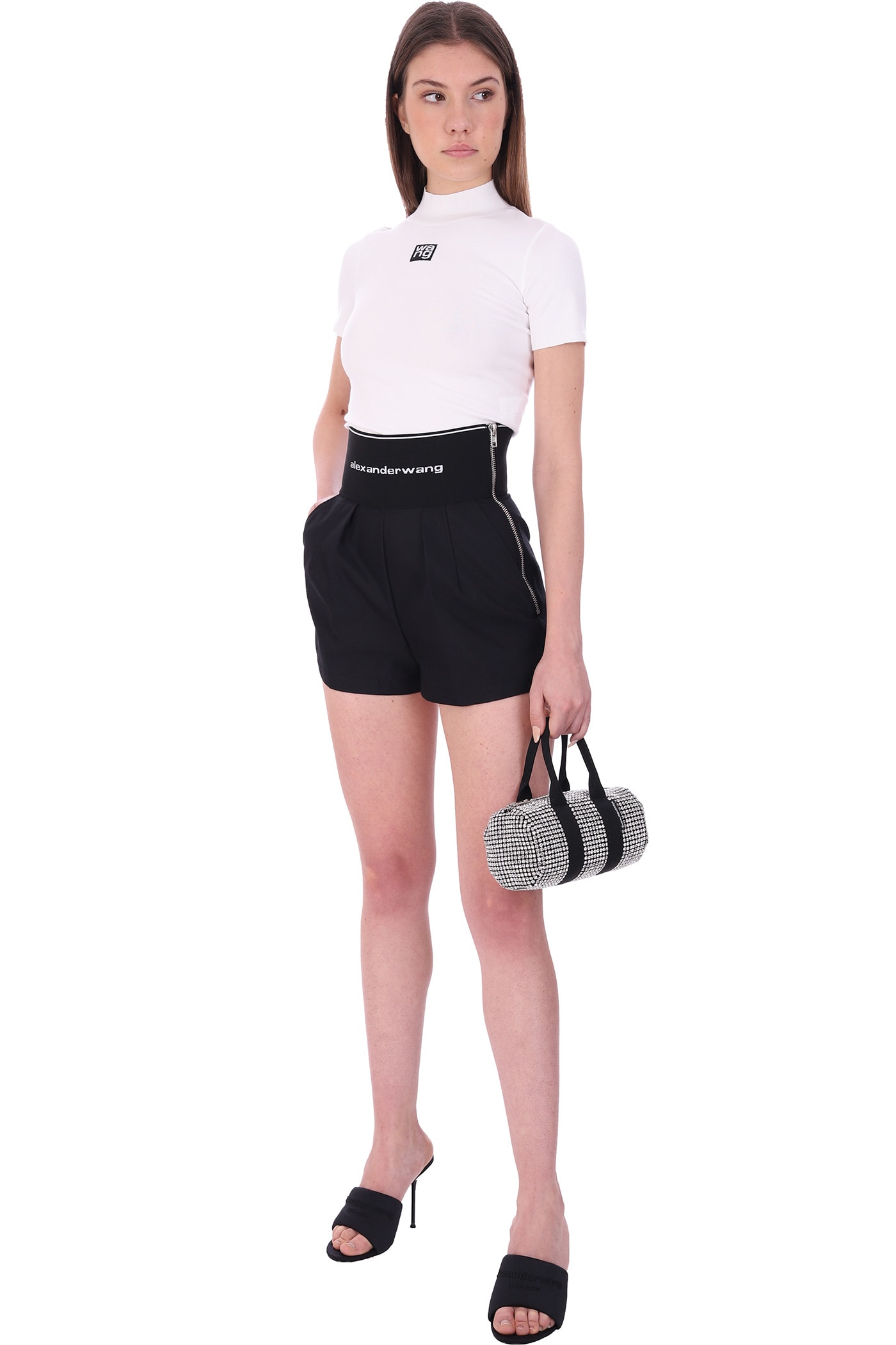 Shop Alexander Wang Shorts In Black Synthetic Fibers
