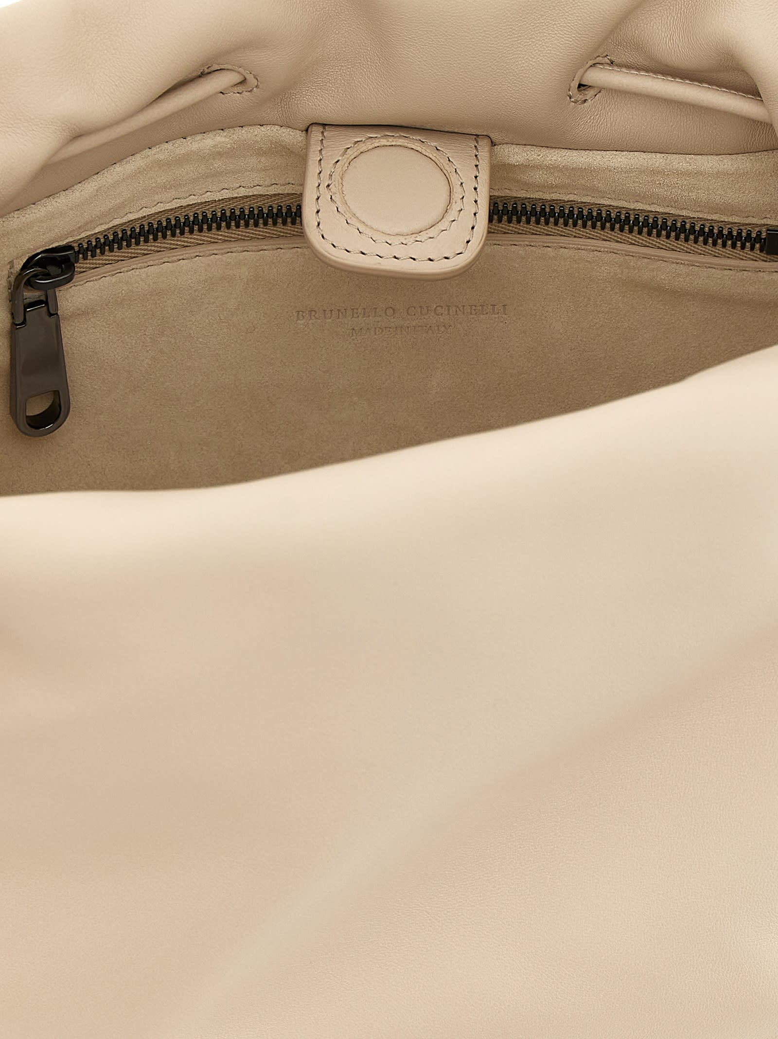 Brunello Cucinelli Bucket Mellow Small Handbag In Sand