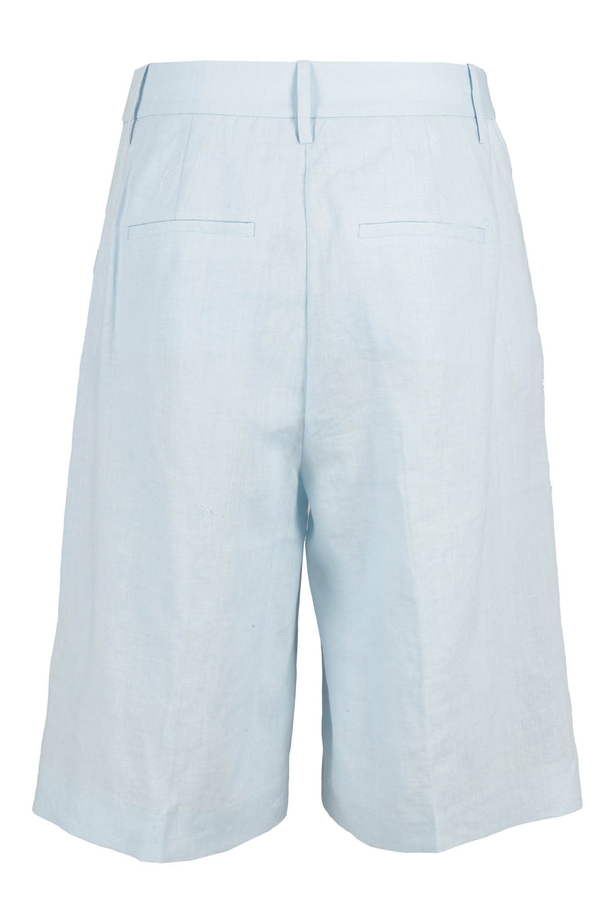 Shop Remain Birger Christensen Linen Bermuda Slit Shorts In Ballad Blue