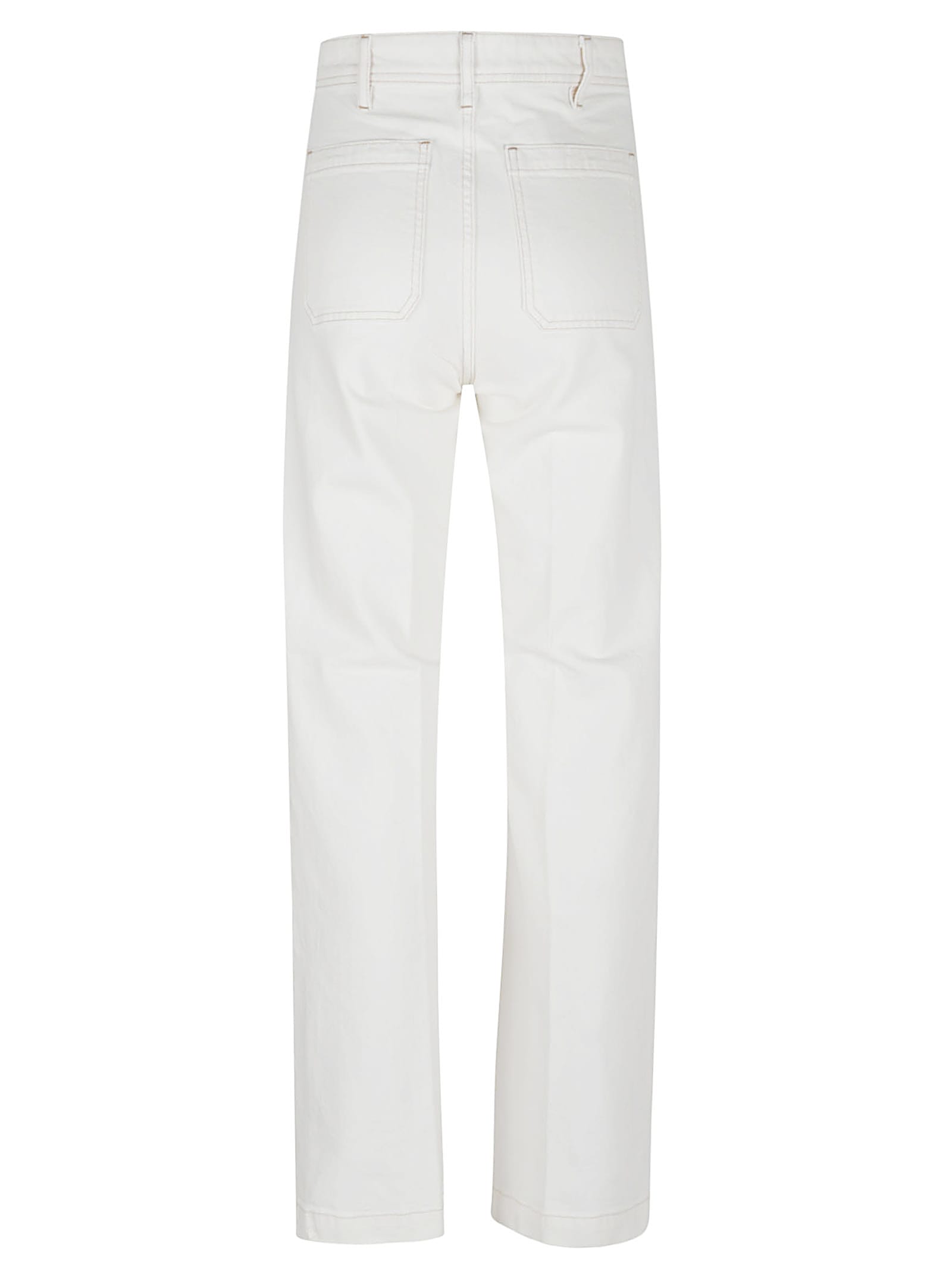 Polo Ralph Lauren High-waisted Wide-leg Denim Trousers With Signature Logo Button In White
