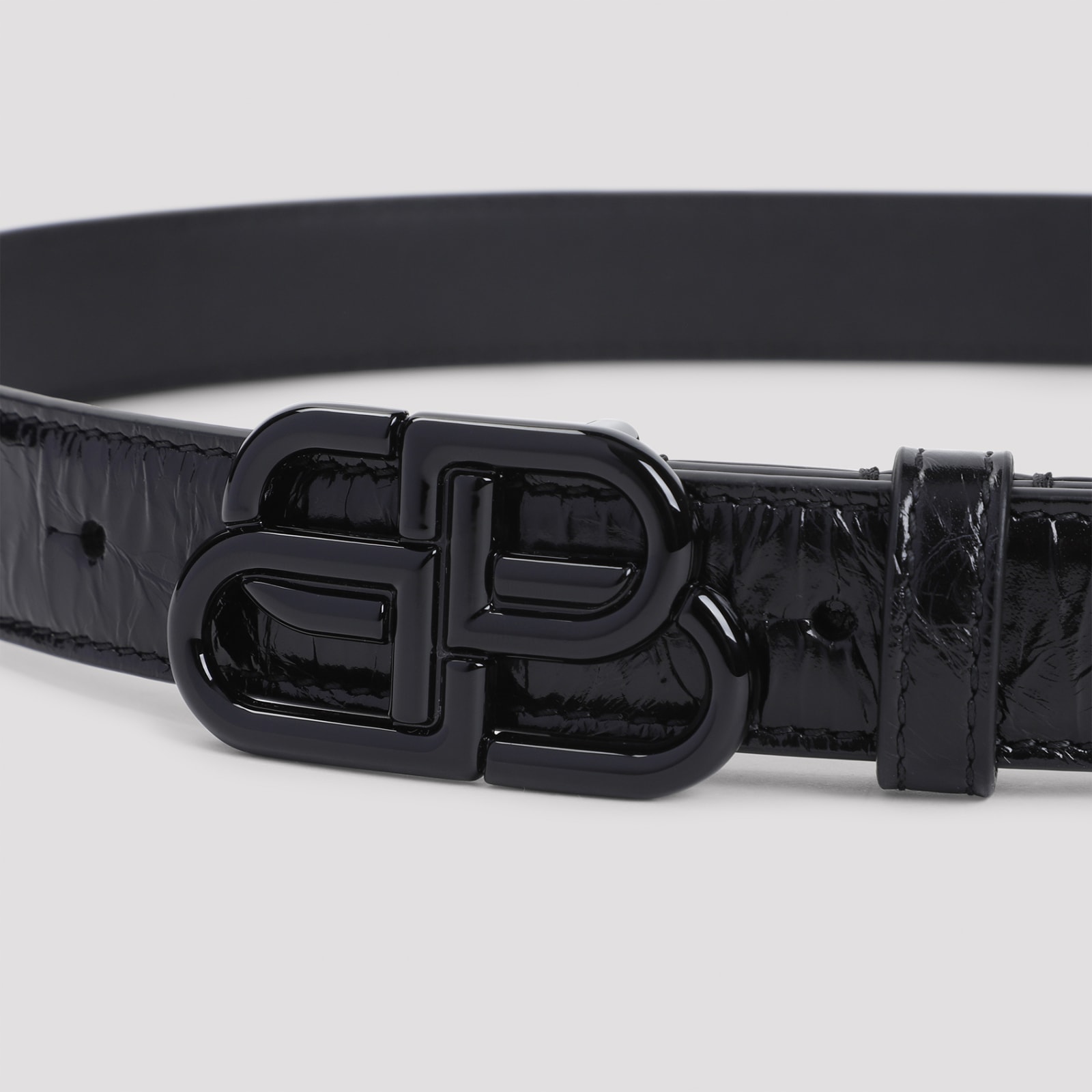 Shop Balenciaga Bb Thin 25 Belt In Black