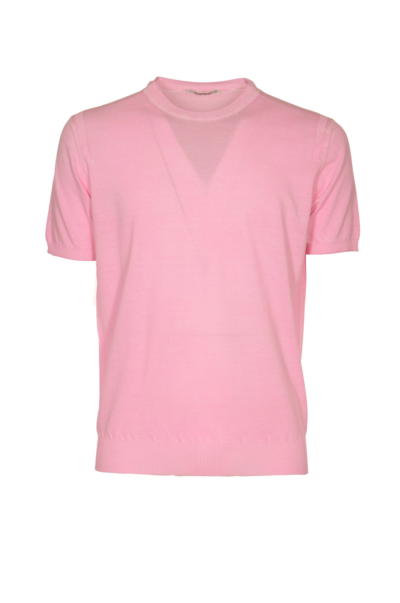 Shop Kangra Crewneck Rib Trim Plain T-shirt In Pink