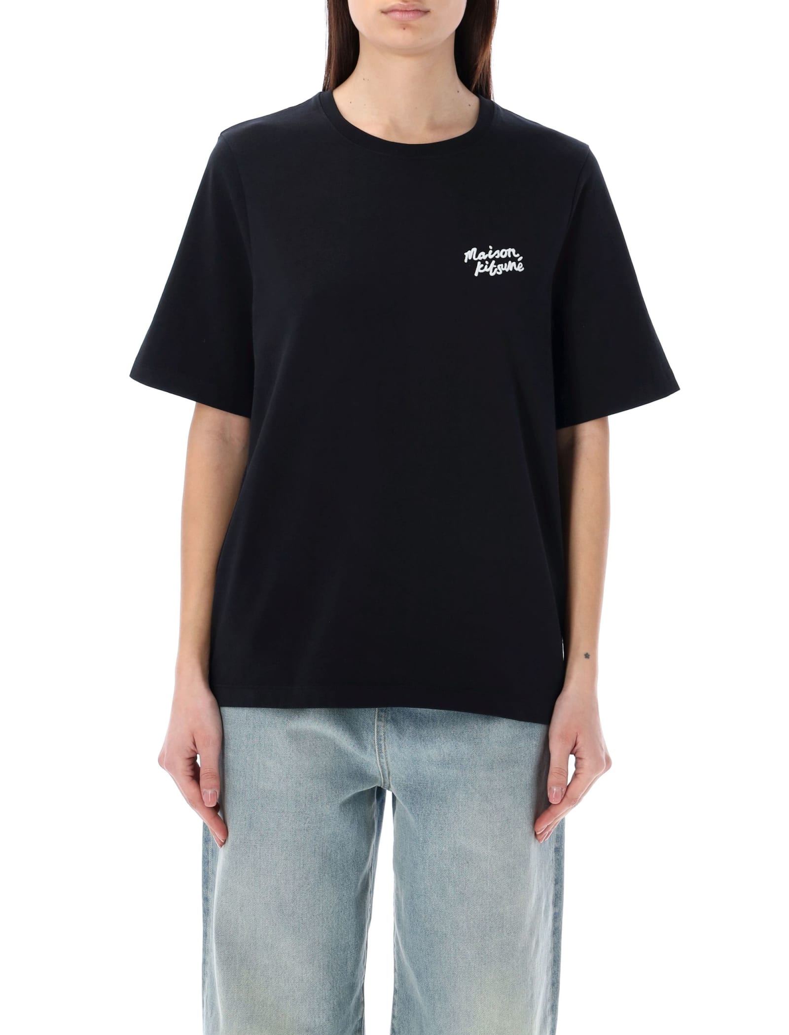 Maison Kitsuné Black Mini Handwriting T-shirt In Black/white