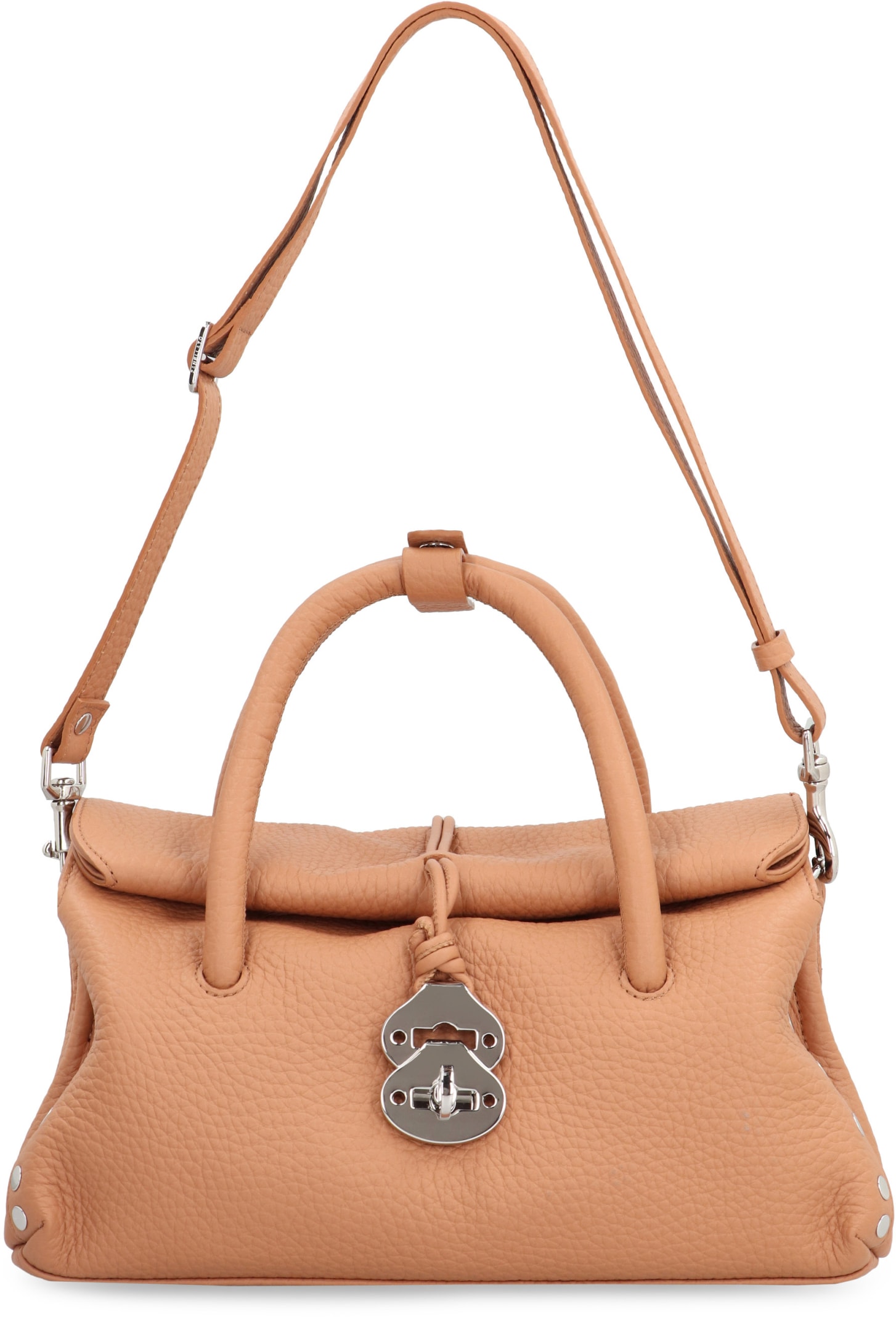 Zanellato Dotta Centauro S Hammered Leather Handbag With Shoulder Strap