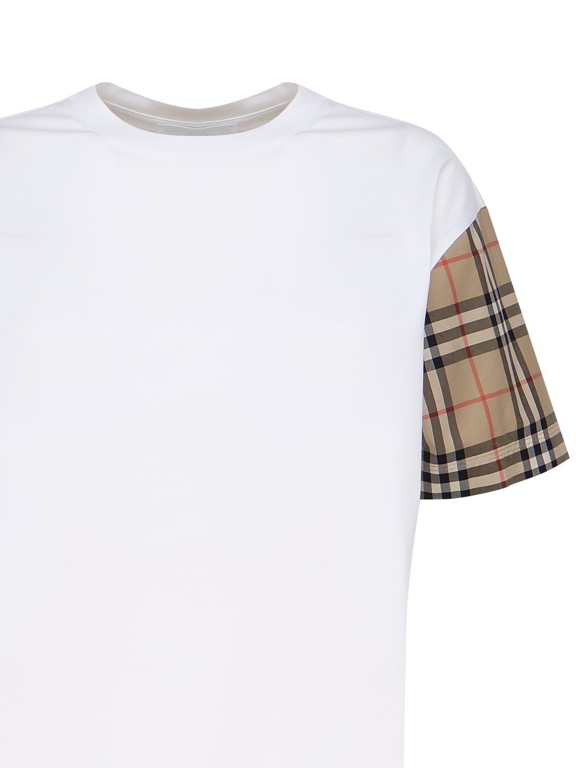 Shop Burberry Cotton T-shirt With Vintage Check Inserts In White