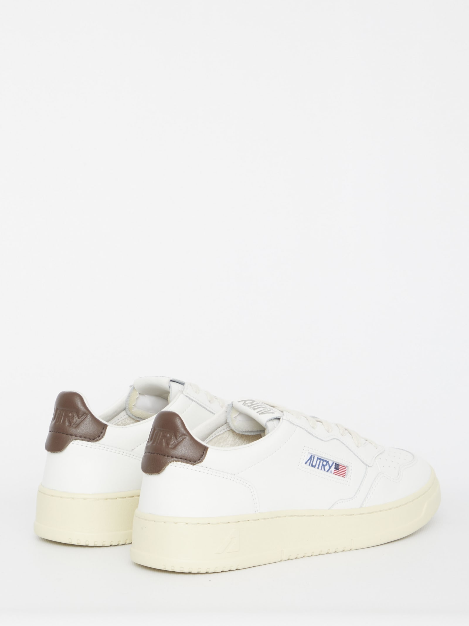 Shop Autry Medalist White And Brown Sneakers In Bianco