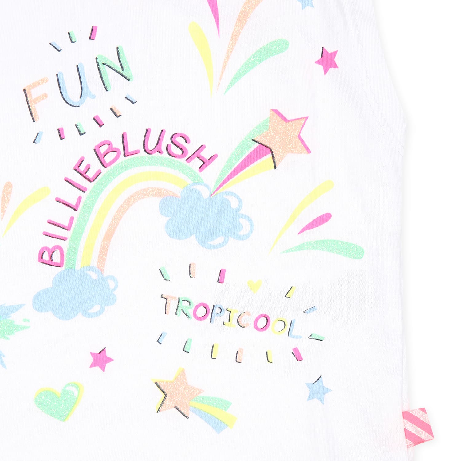 Billieblush White T-shirt For Baby Girl With Raibow In White
