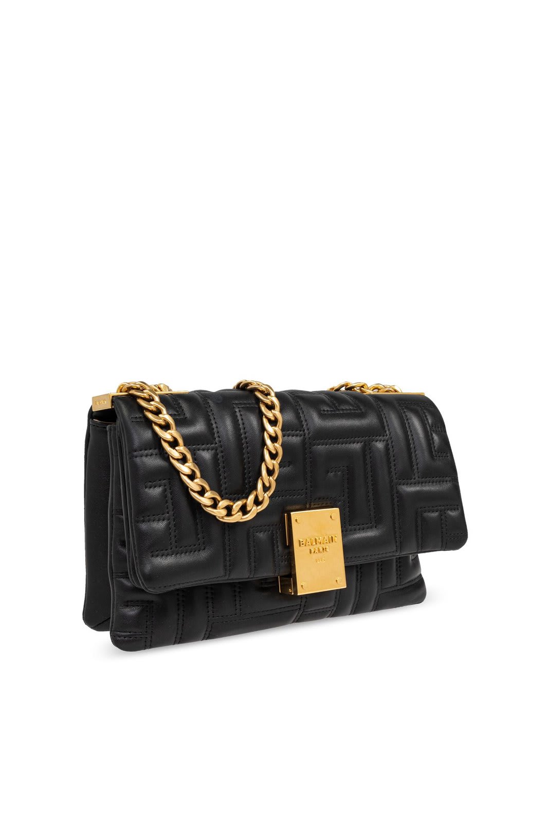 Shop Balmain Pb Embossed Small Shoulder Bag In Black