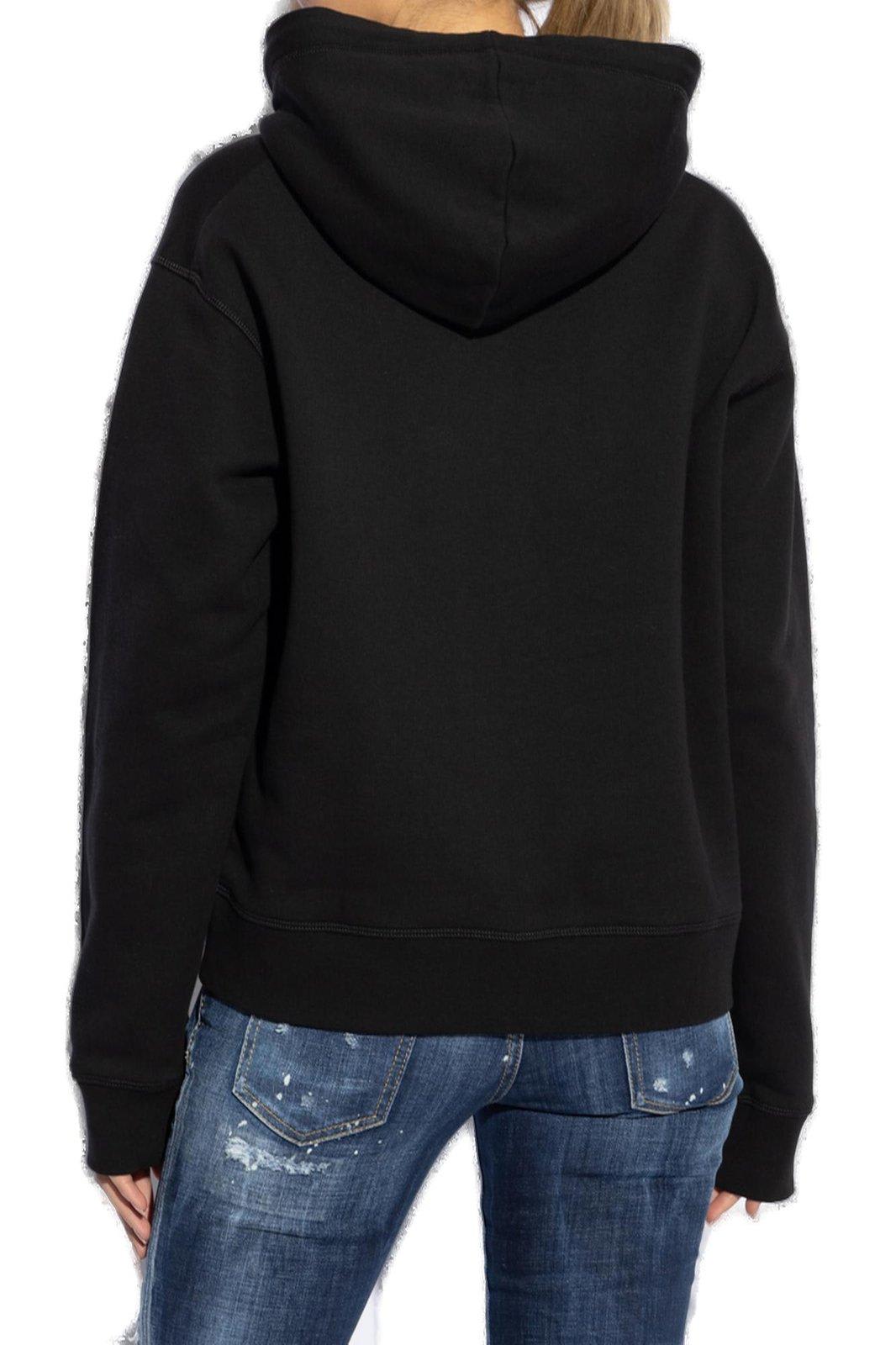 Shop Dsquared2 Heart Patch Drawstring Hoodie In Nero