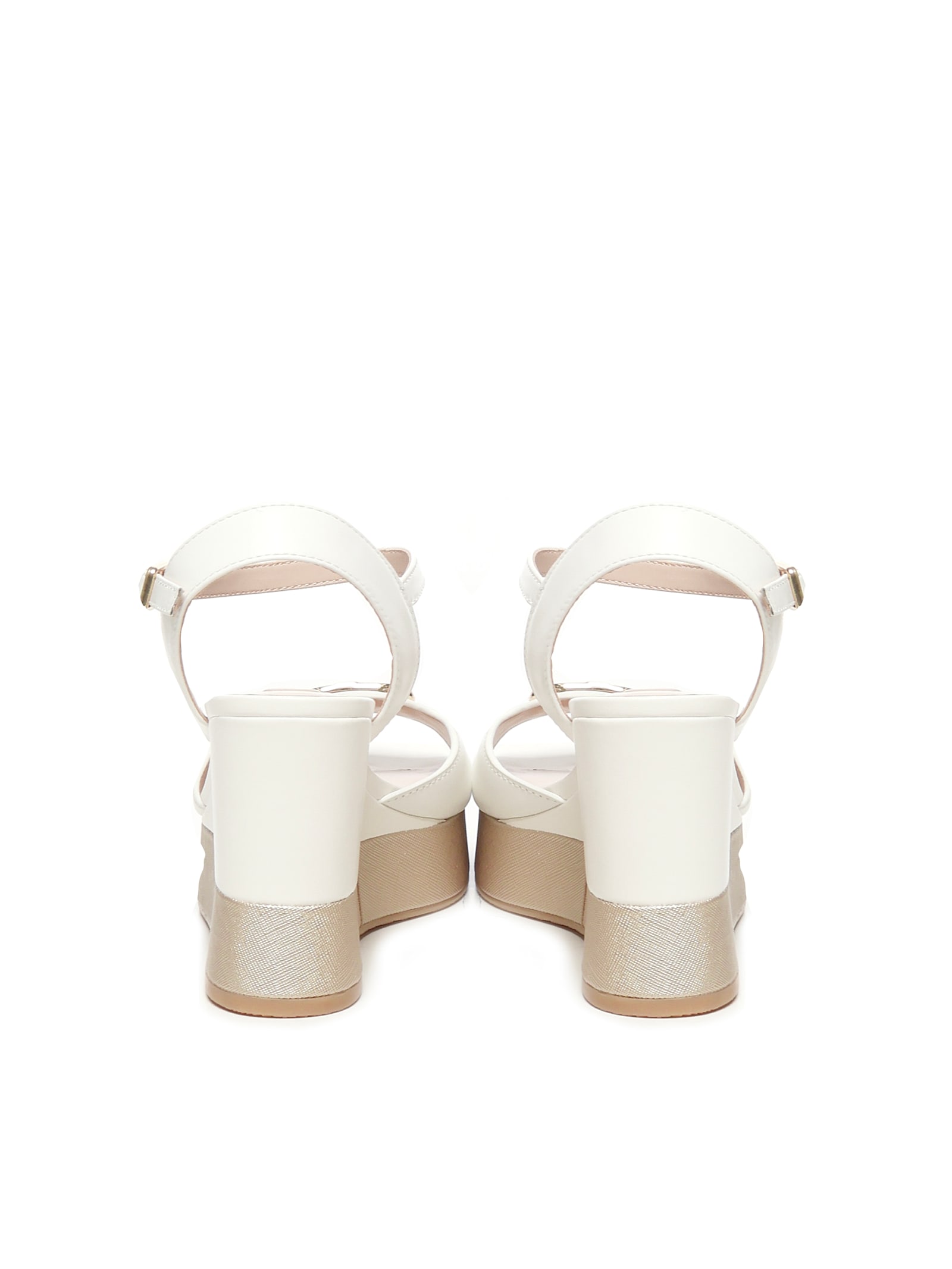 LIU •JO LEATHER WEDGE SANDALS
