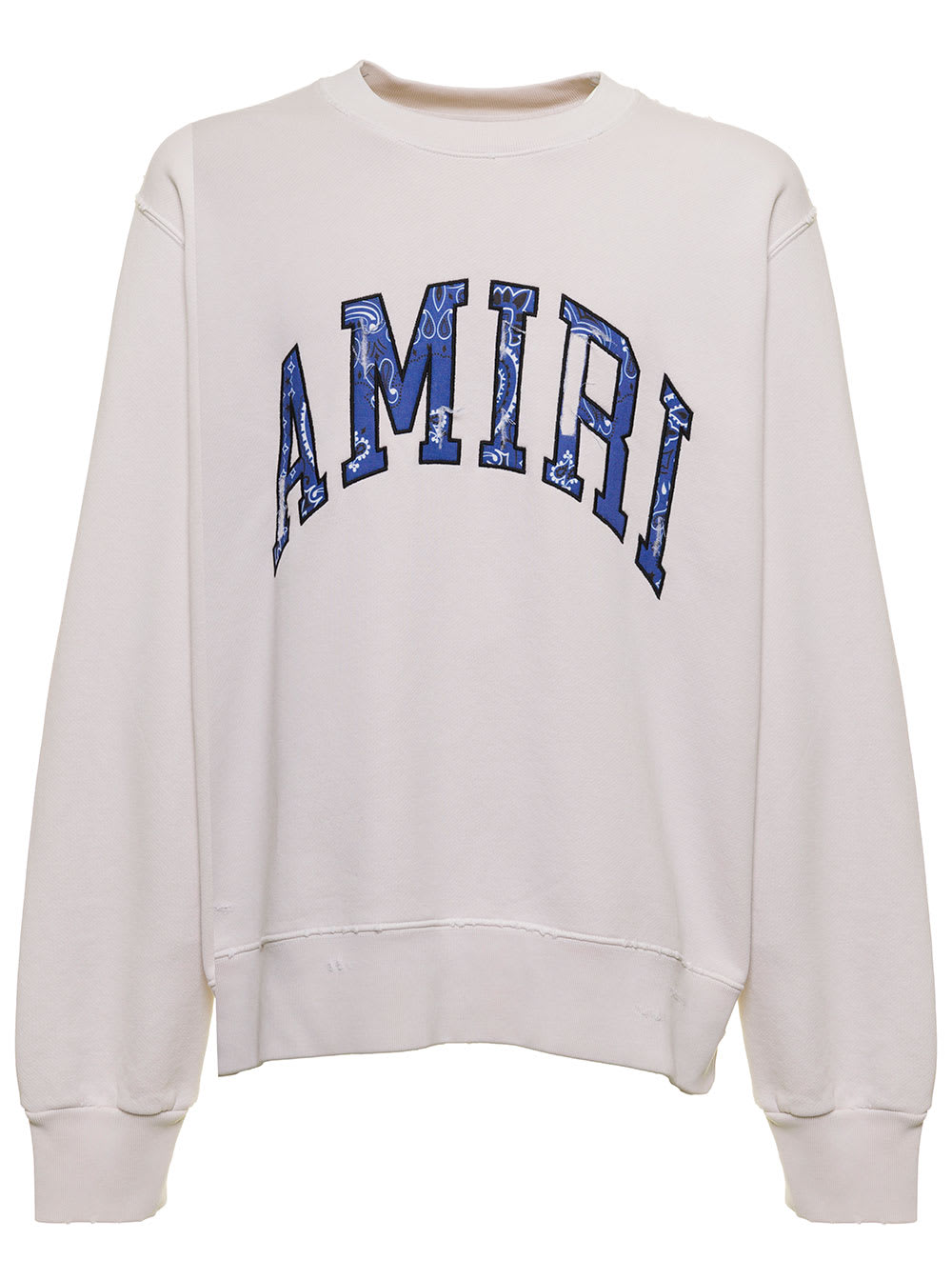 Amiri Mans White Cotton Sweatshirt With Bandana Logo Detail