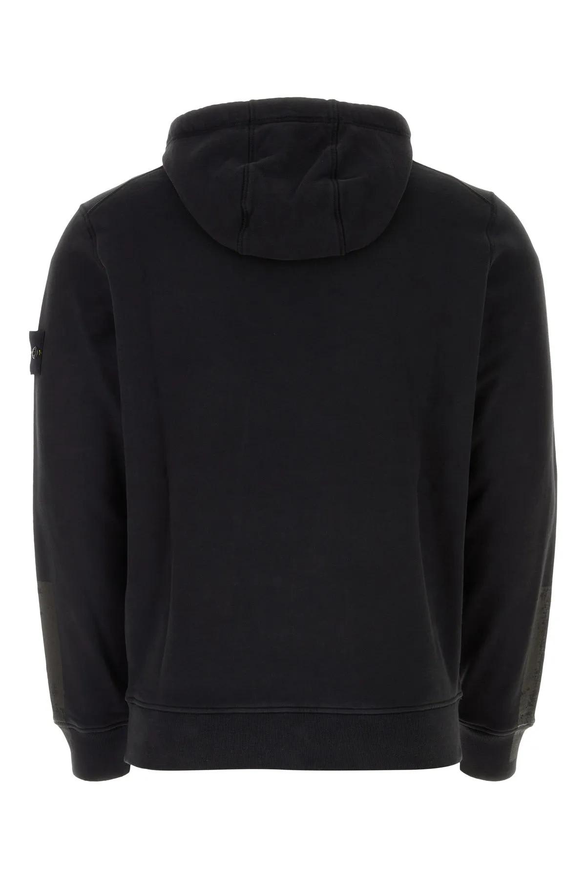 Shop Stone Island Black Cotton Sweatshirt Fleece