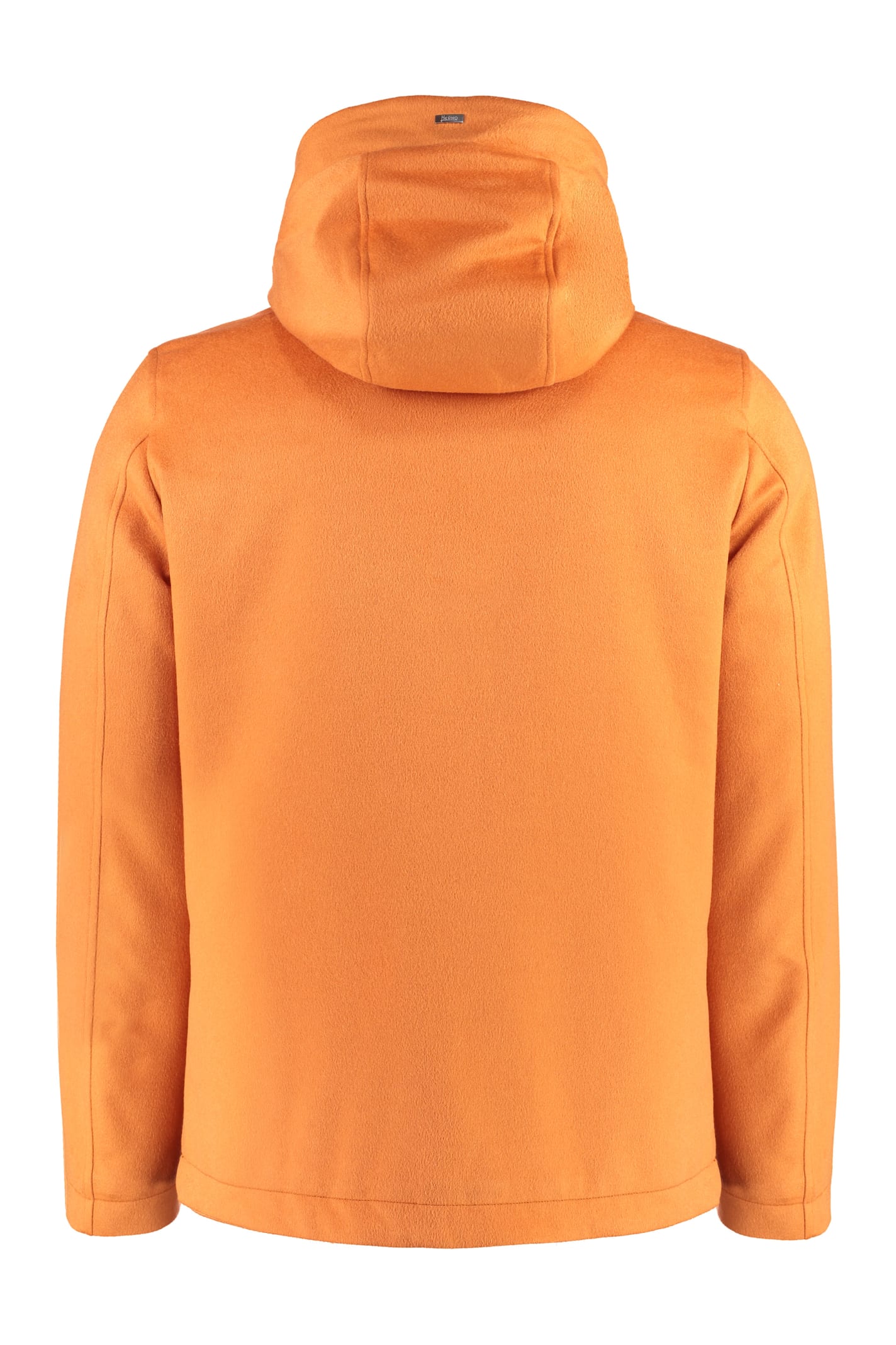 Herno Zipped Hooded Drawstring Padded Jacket In Orange