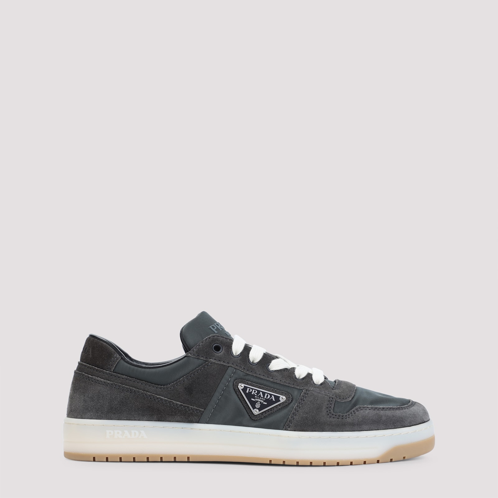 Prada Sneakers Downtown In Re-nylon And Gray Suede Men In Gray