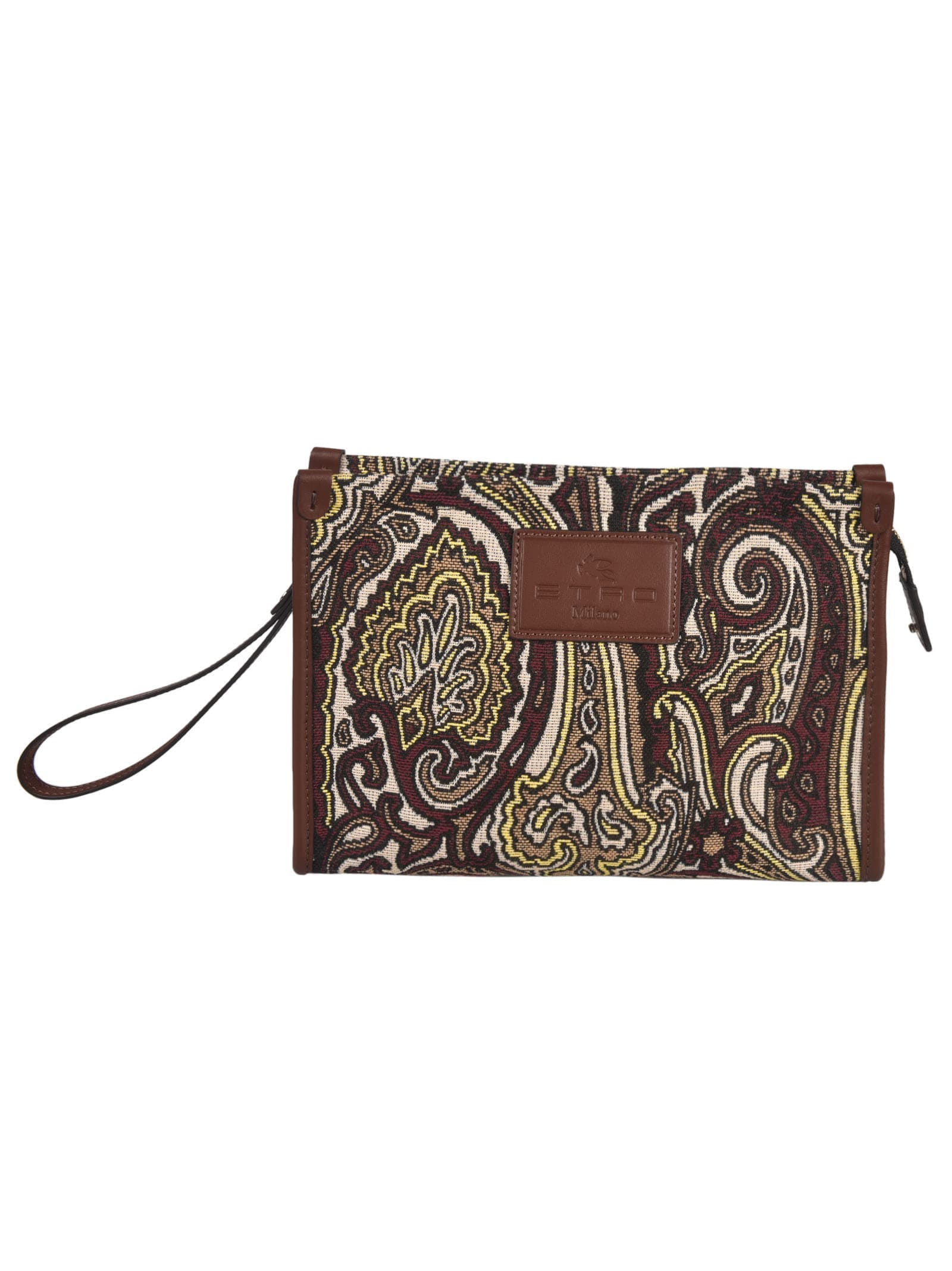 Etro Paisley Printed Logo Patched Pouch