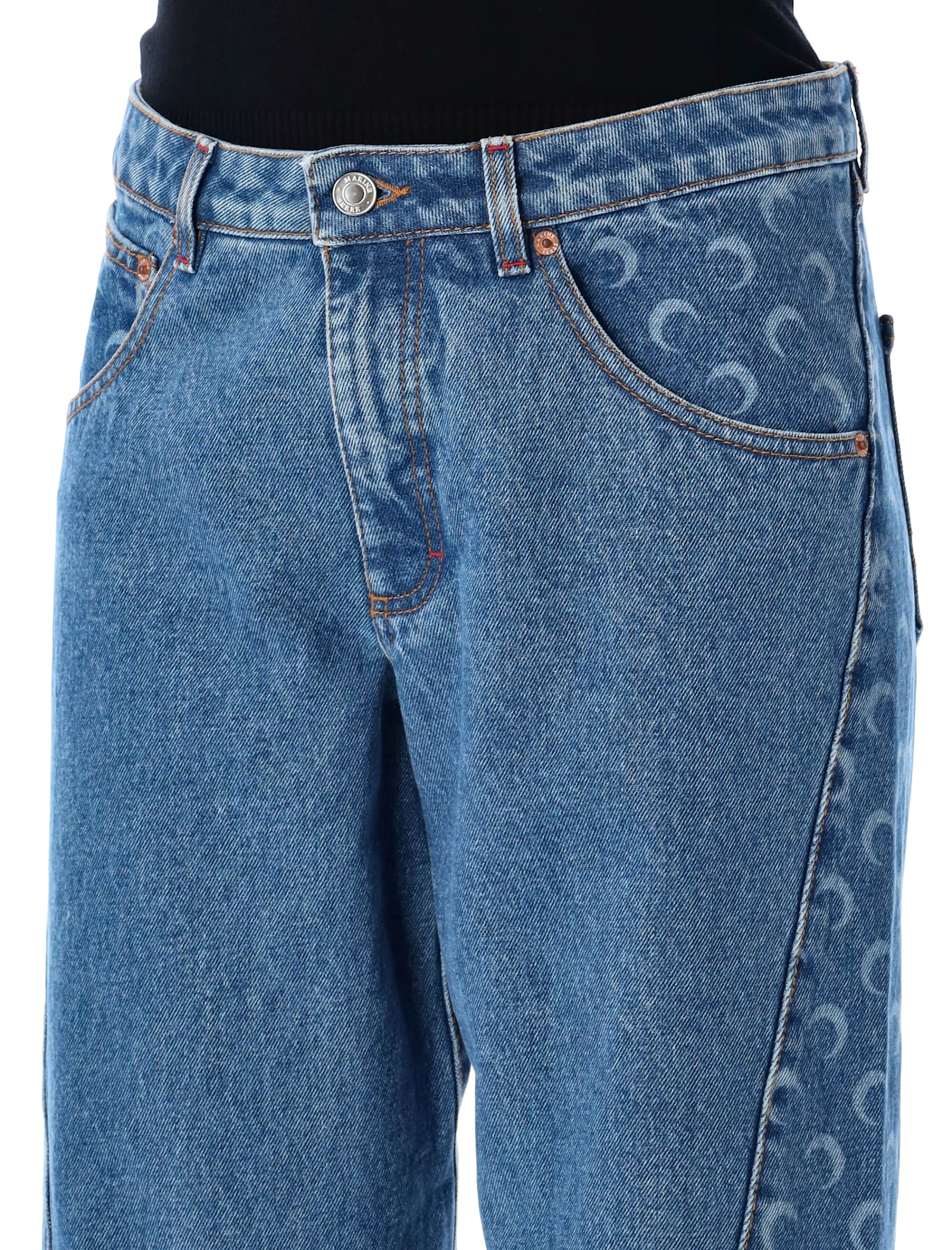 MARINE SERRE MOON LASER DENIM CURVED JEANS