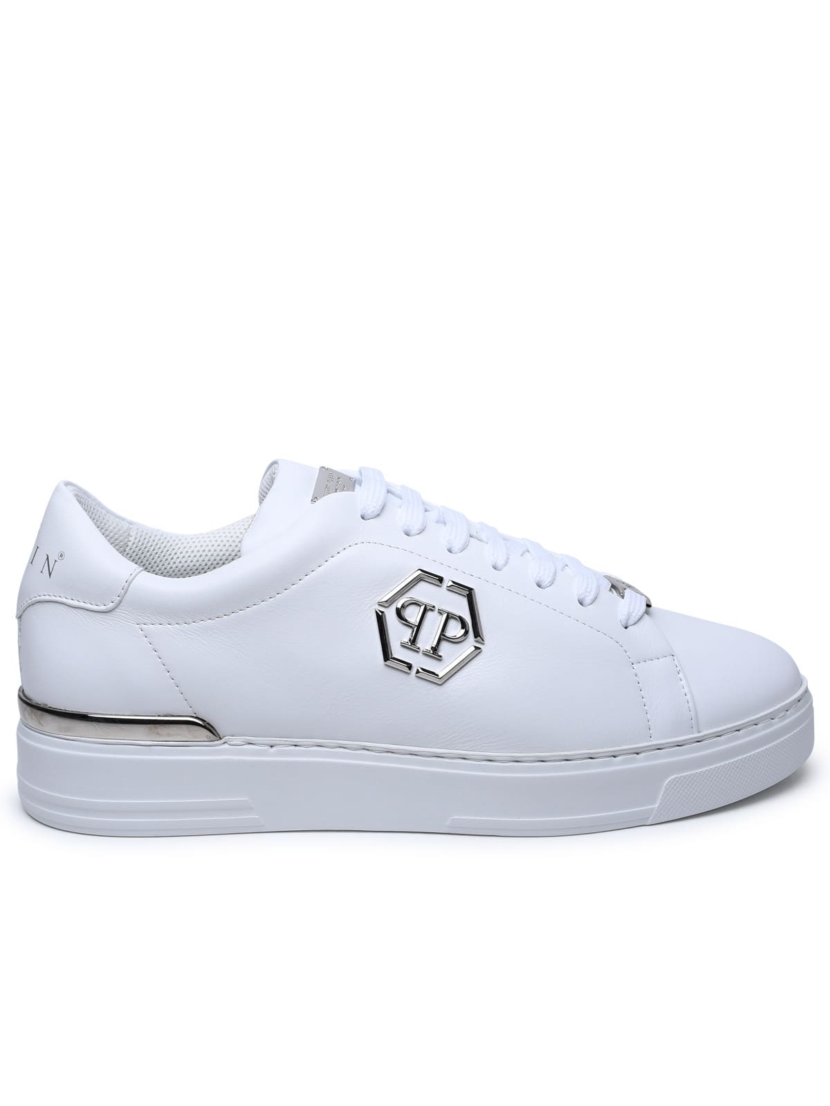 Hexagon White Leather Sneakers