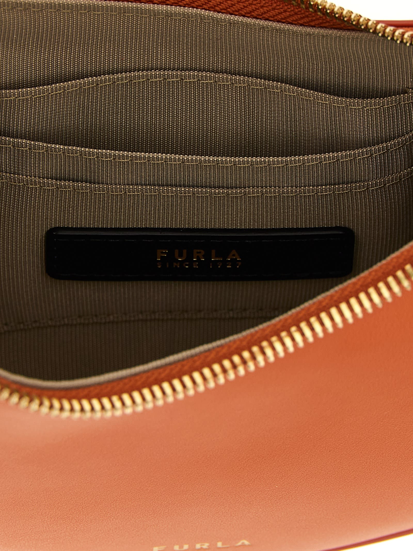 Furla Smooth Crescent Shoulder Bag With Zippered Closure In Red