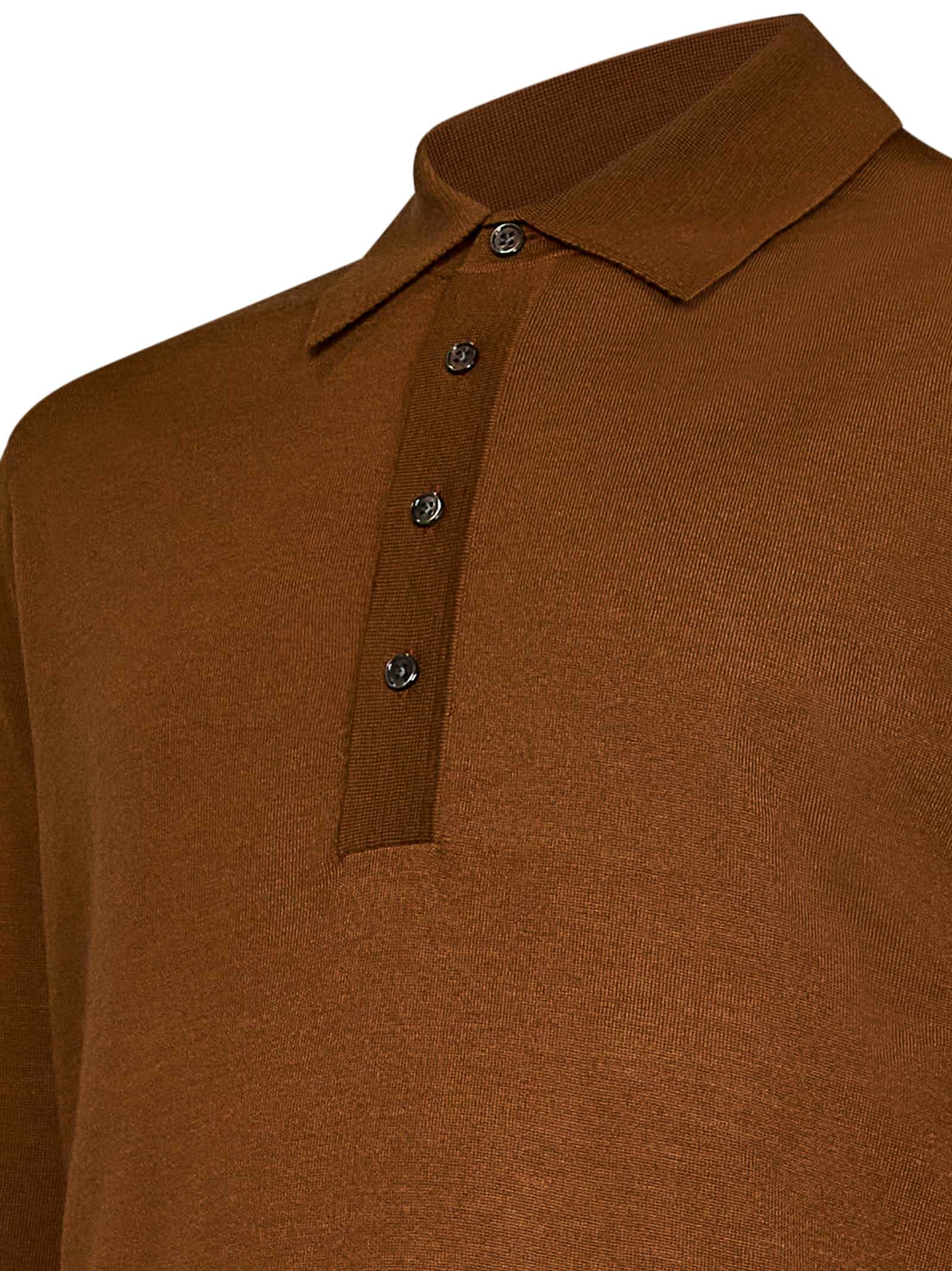 Shop Low Brand Polo Shirt In Brown