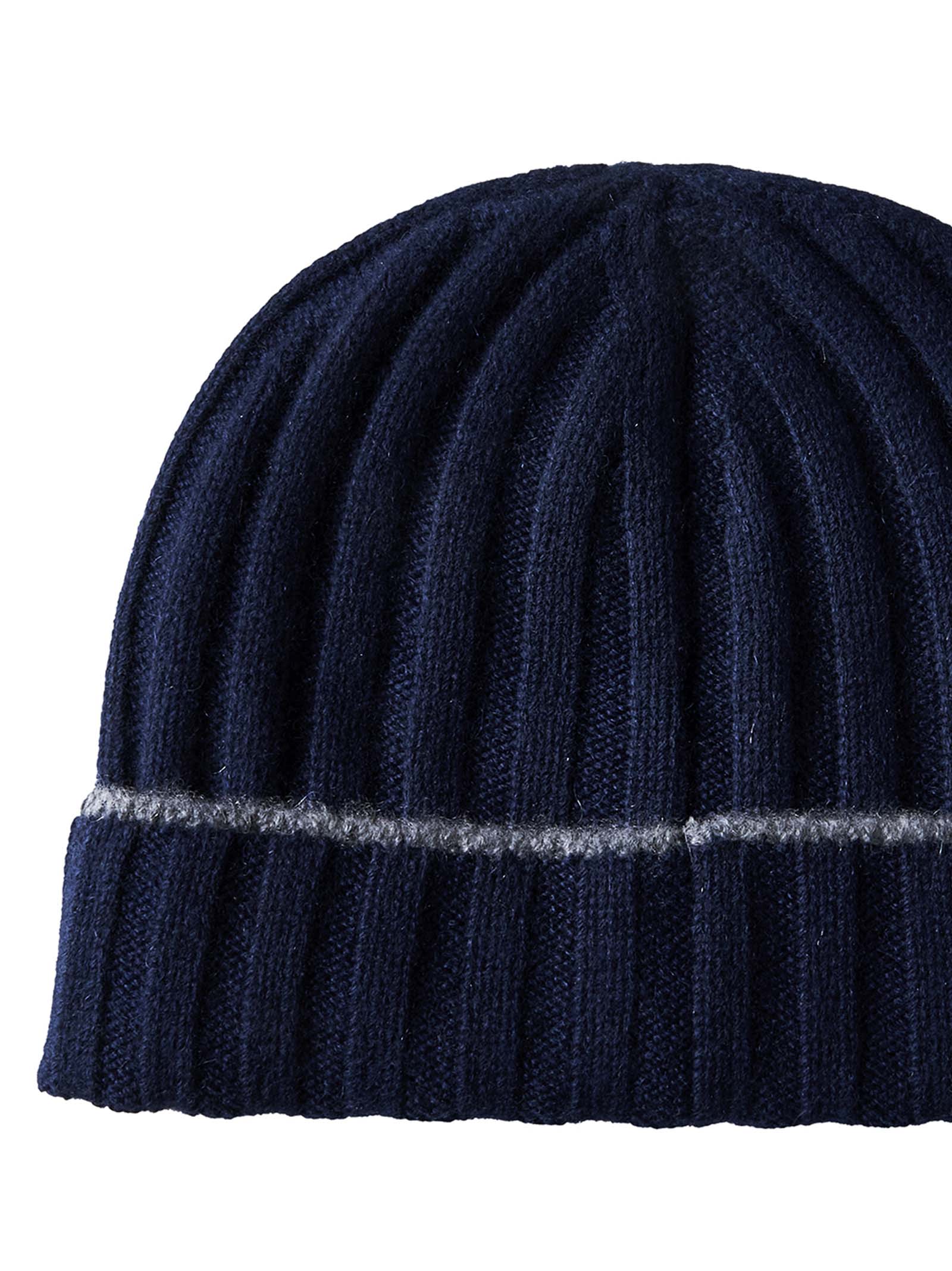 Brunello Cucinelli English Rib Cashmere Knit Beanie In Navy Blue