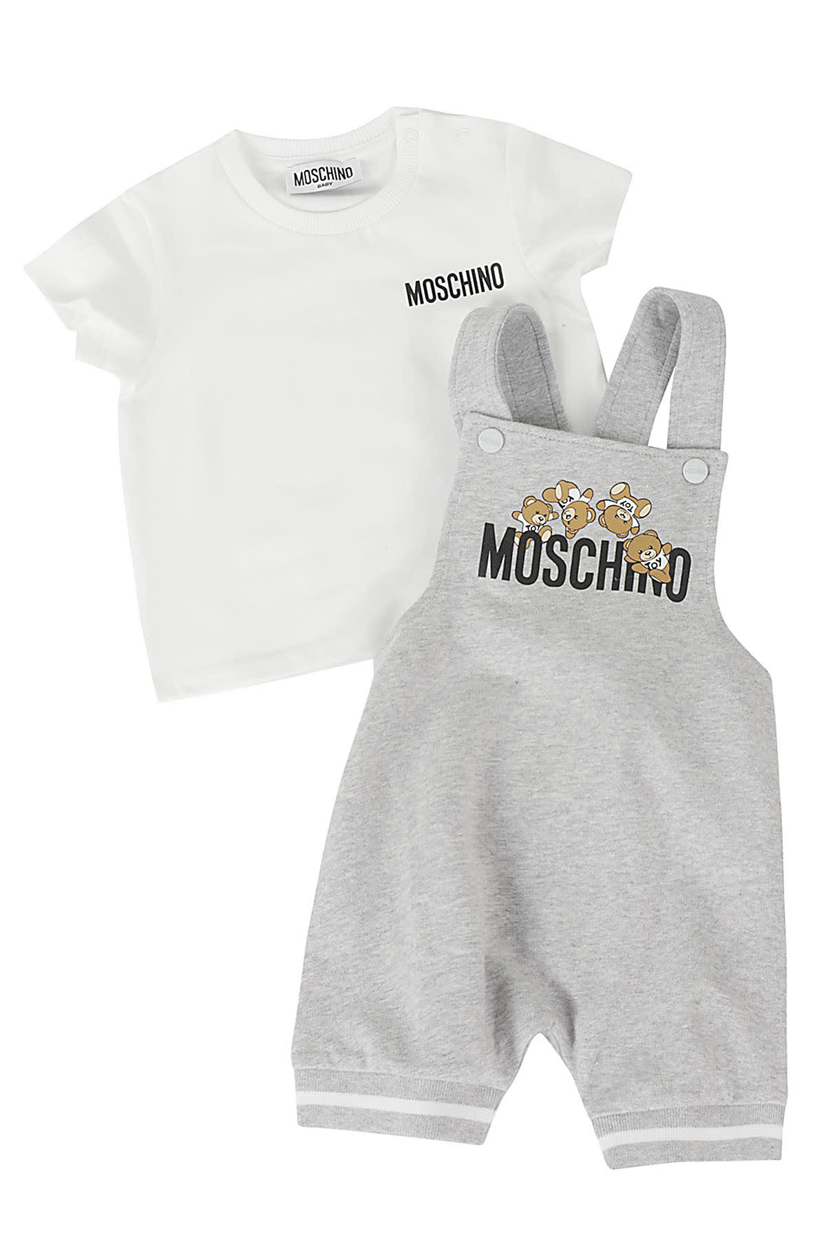 Shop Moschino 2 Pa Tshirt E Salopette In White Grey