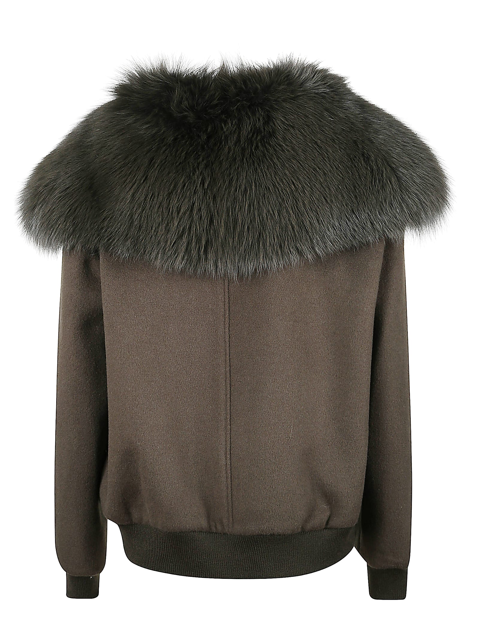 Yves Salomon 55 Cm Jacket With Zip With Fox Fur In Gray