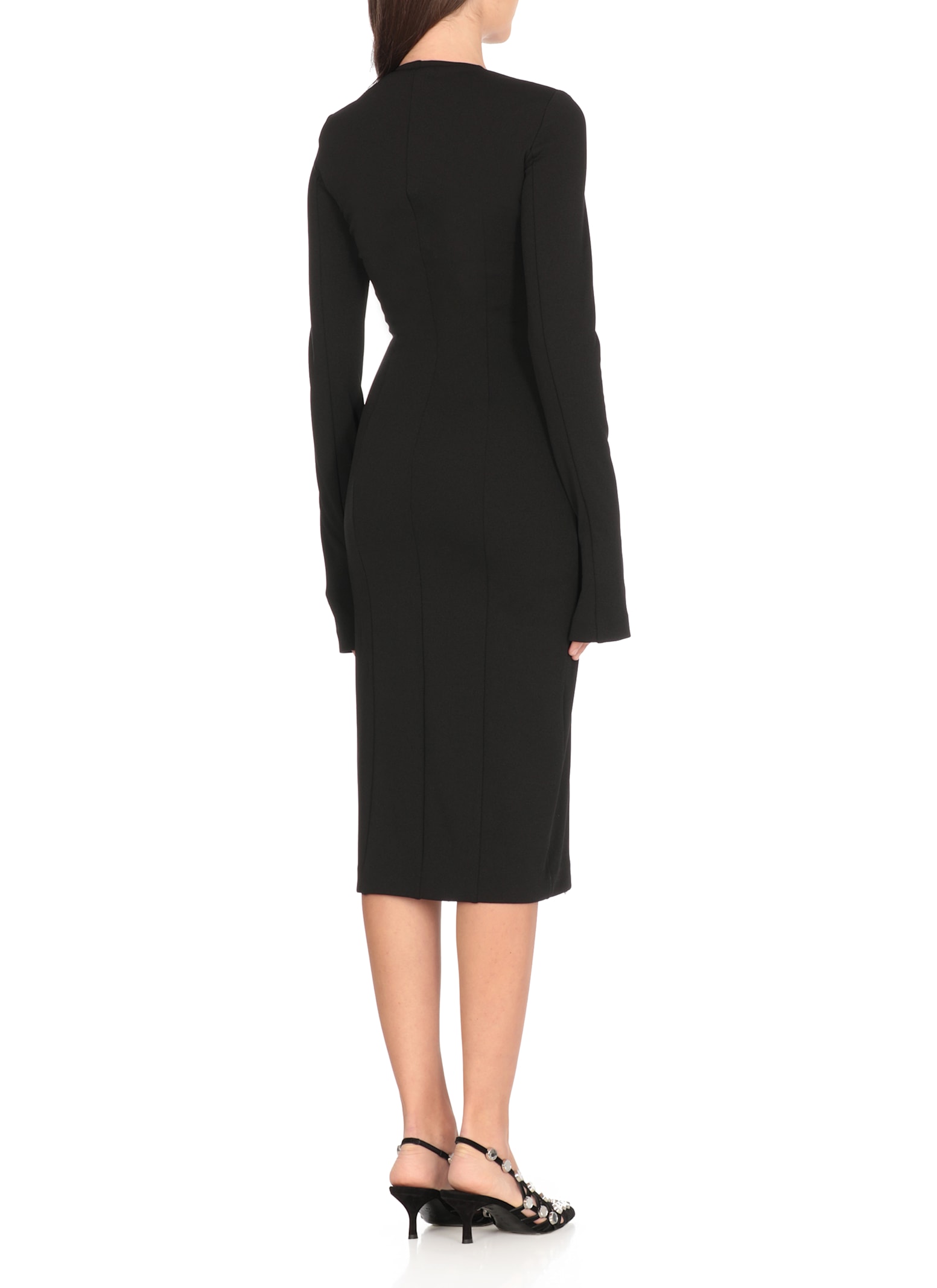 Attico Midi Dress With Double Zipper Detail In Black