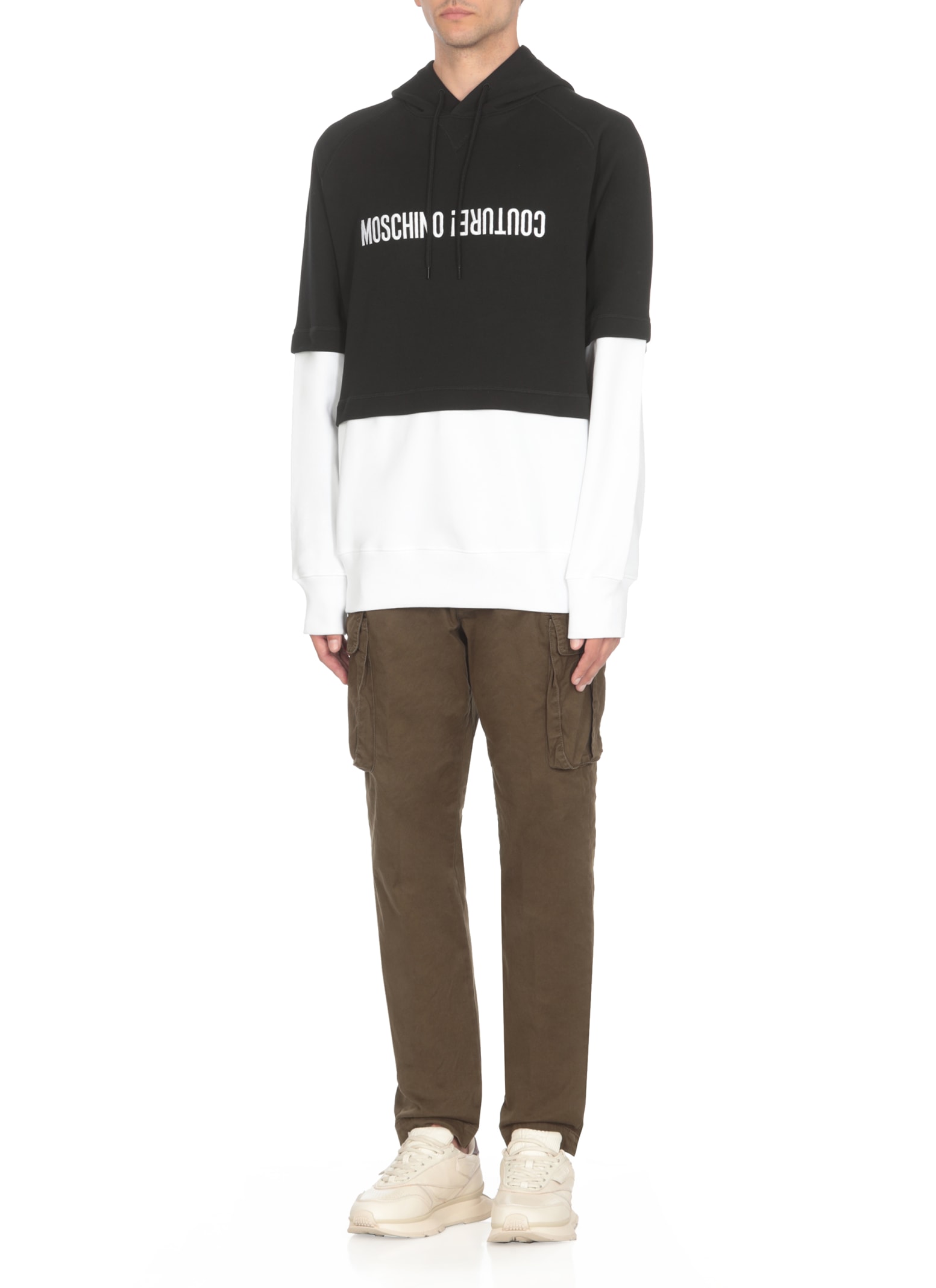 Moschino Logo Hooded Sweatshirt In Black