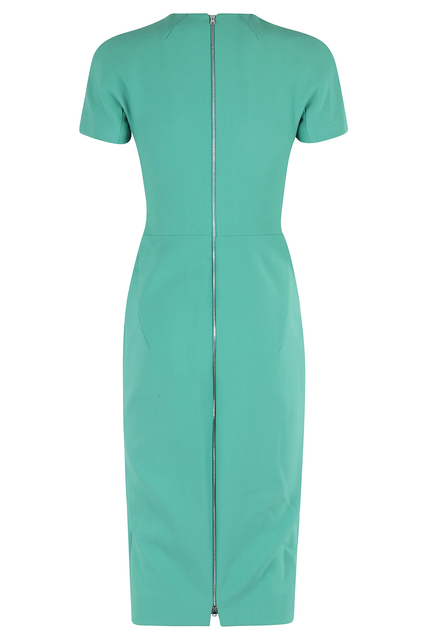 Victoria Beckham Intricately Woven Fitted Midi Dress In Green