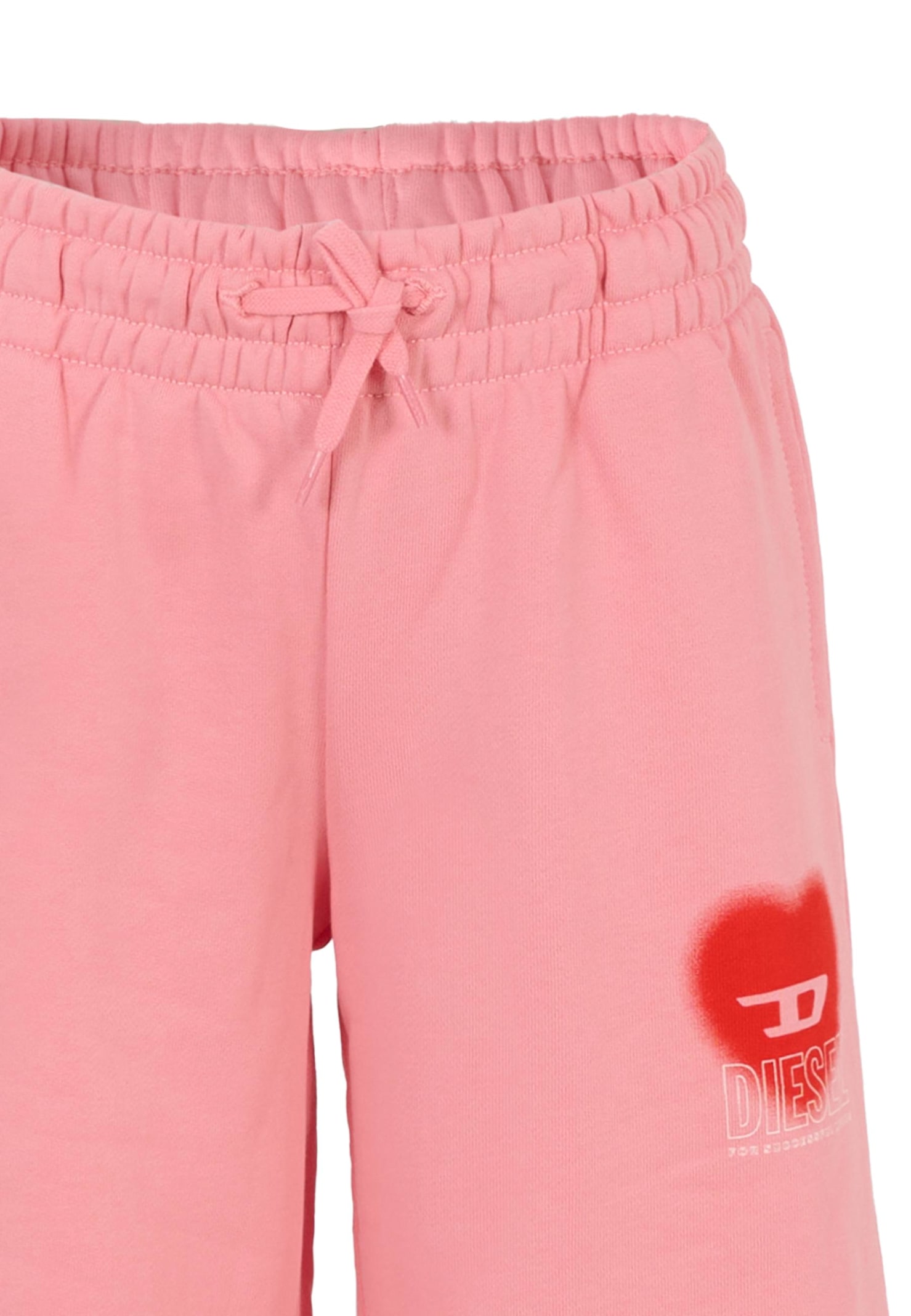 Diesel Pink Trousers For Girl With Heart In Pink