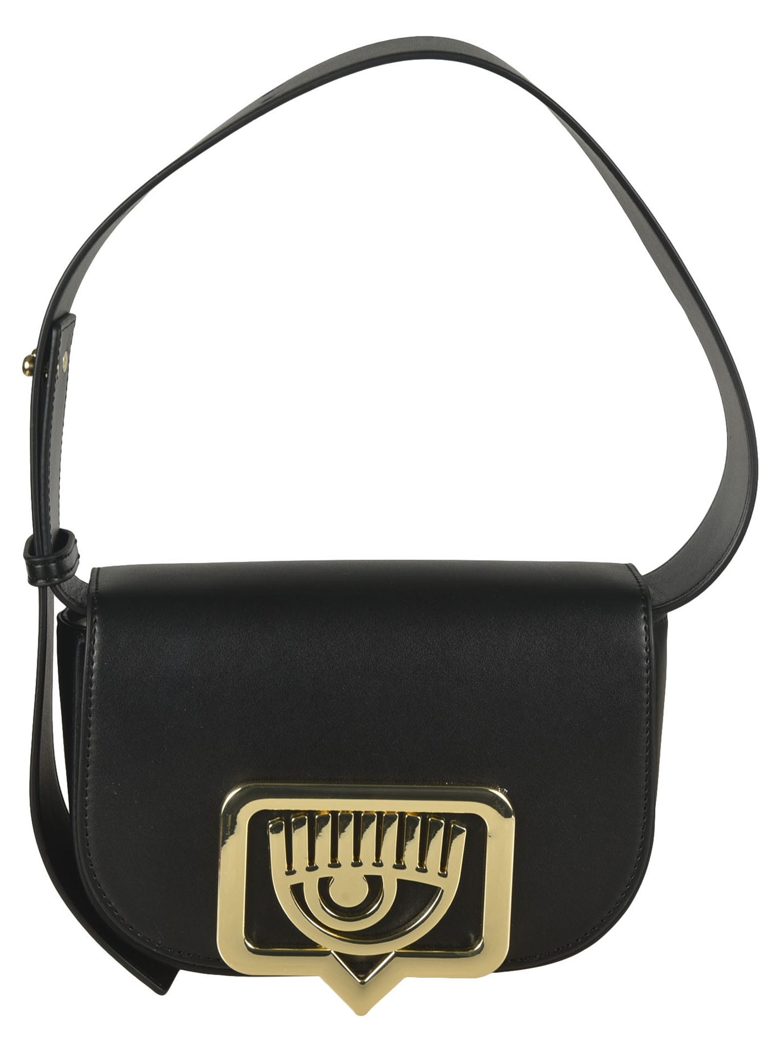Shop Chiara Ferragni Logo Eye Shoulder Bag In Black